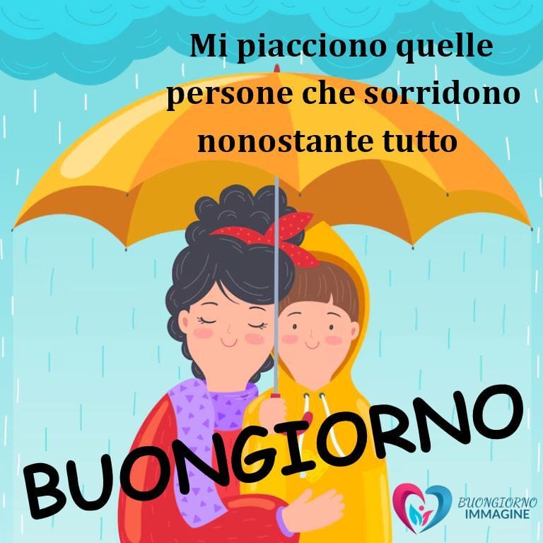 Frase motivante per un buongiorno pioggia che ispira positività e sorrisi