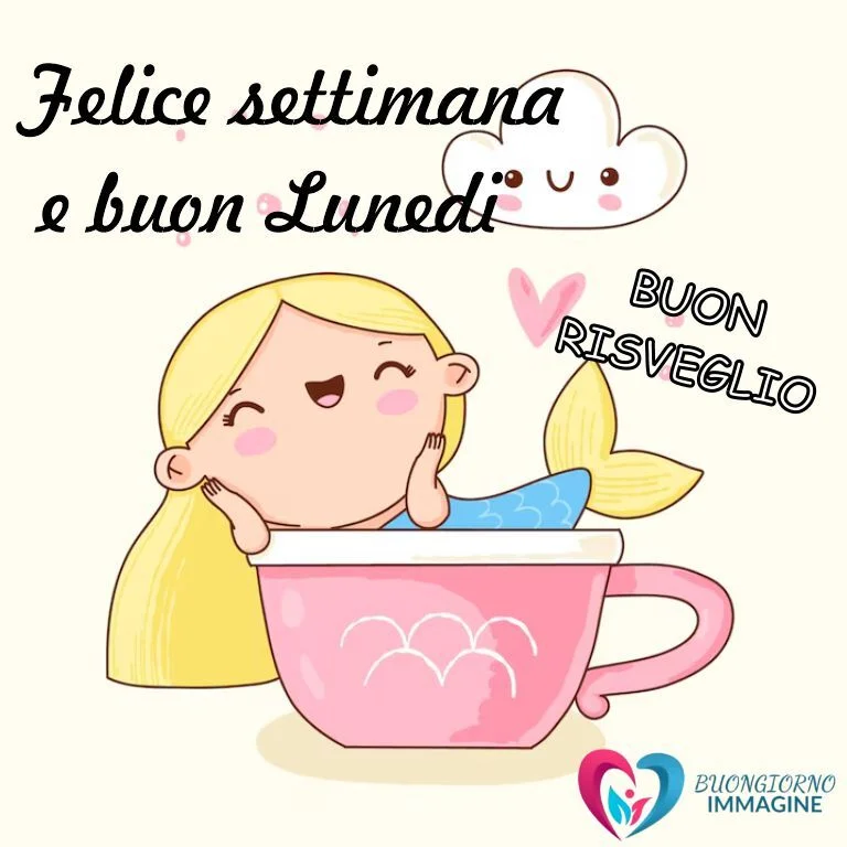 Felice saluto buongiorno lunedì con un tocco di magia