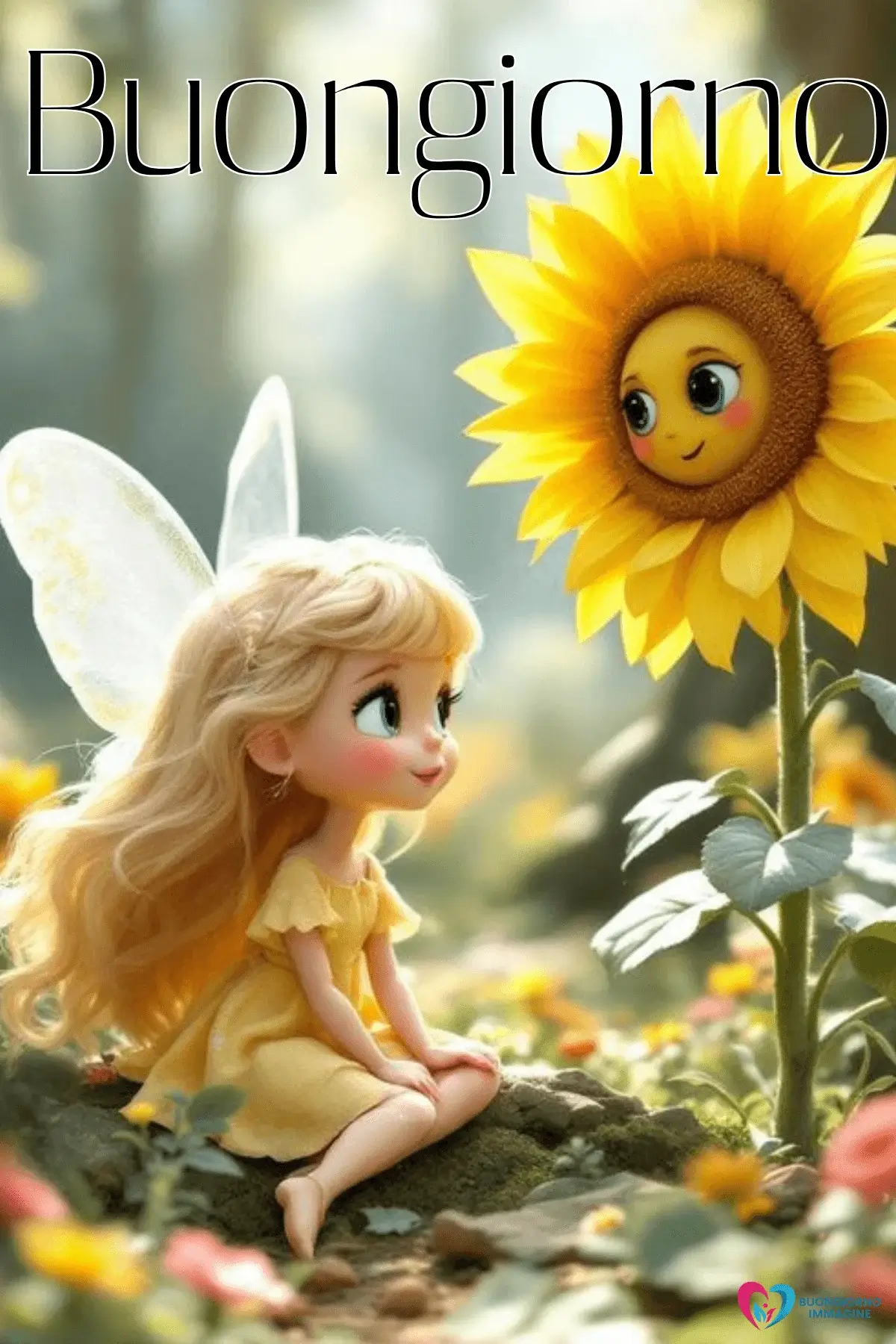 buongiorno immagini con sole brillante e vibes positive