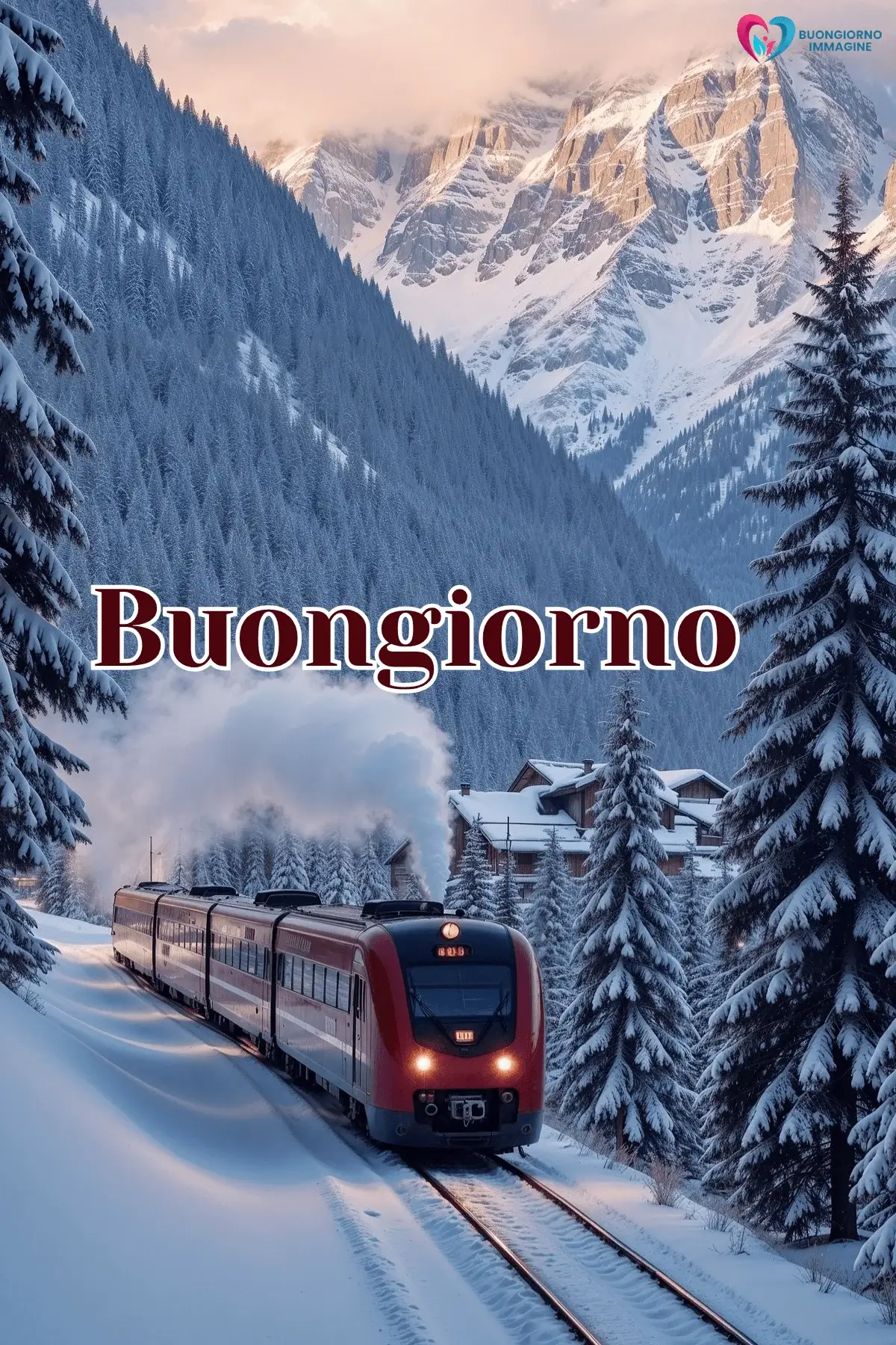 buongiorno inverno immagini con sole tra la neve
