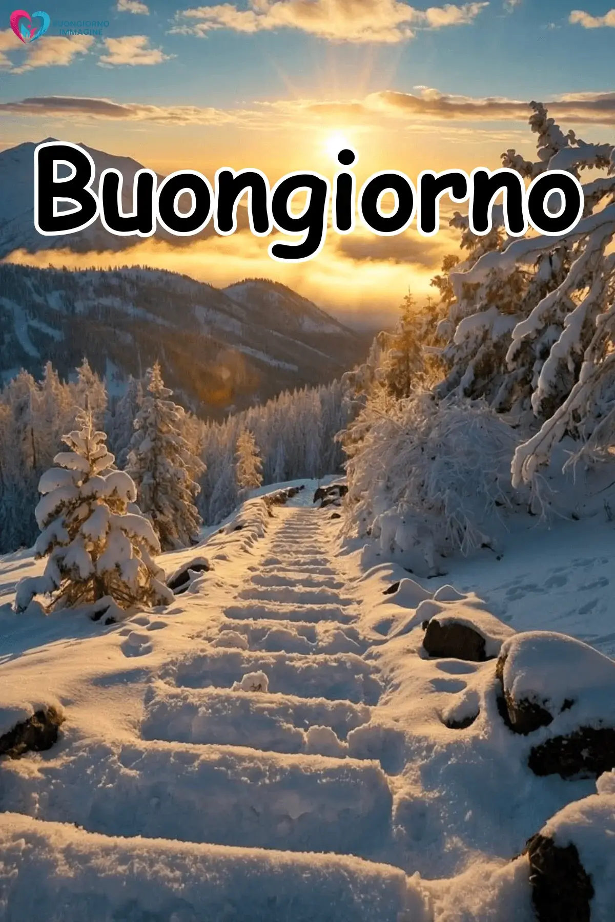 buongiorno inverno immagini romantiche con neve