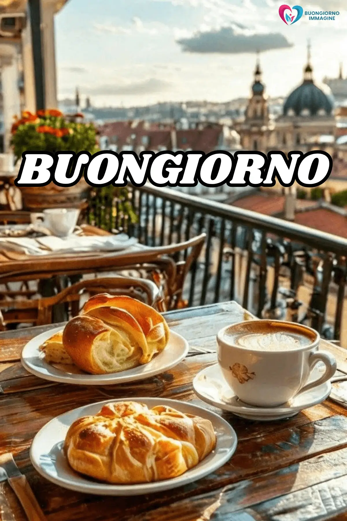 Colazione con caffè e brioche.