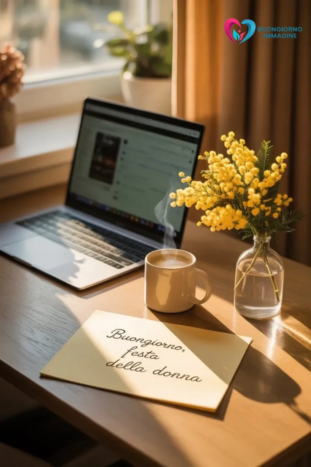 Tazza di caffè e fiori gialli