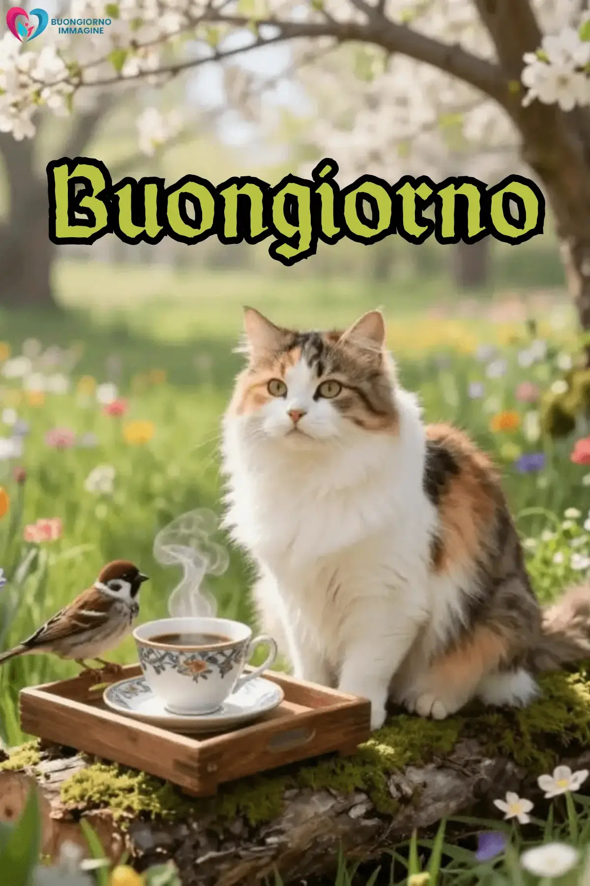 immagini buongiorno gatti con caffè mattutino