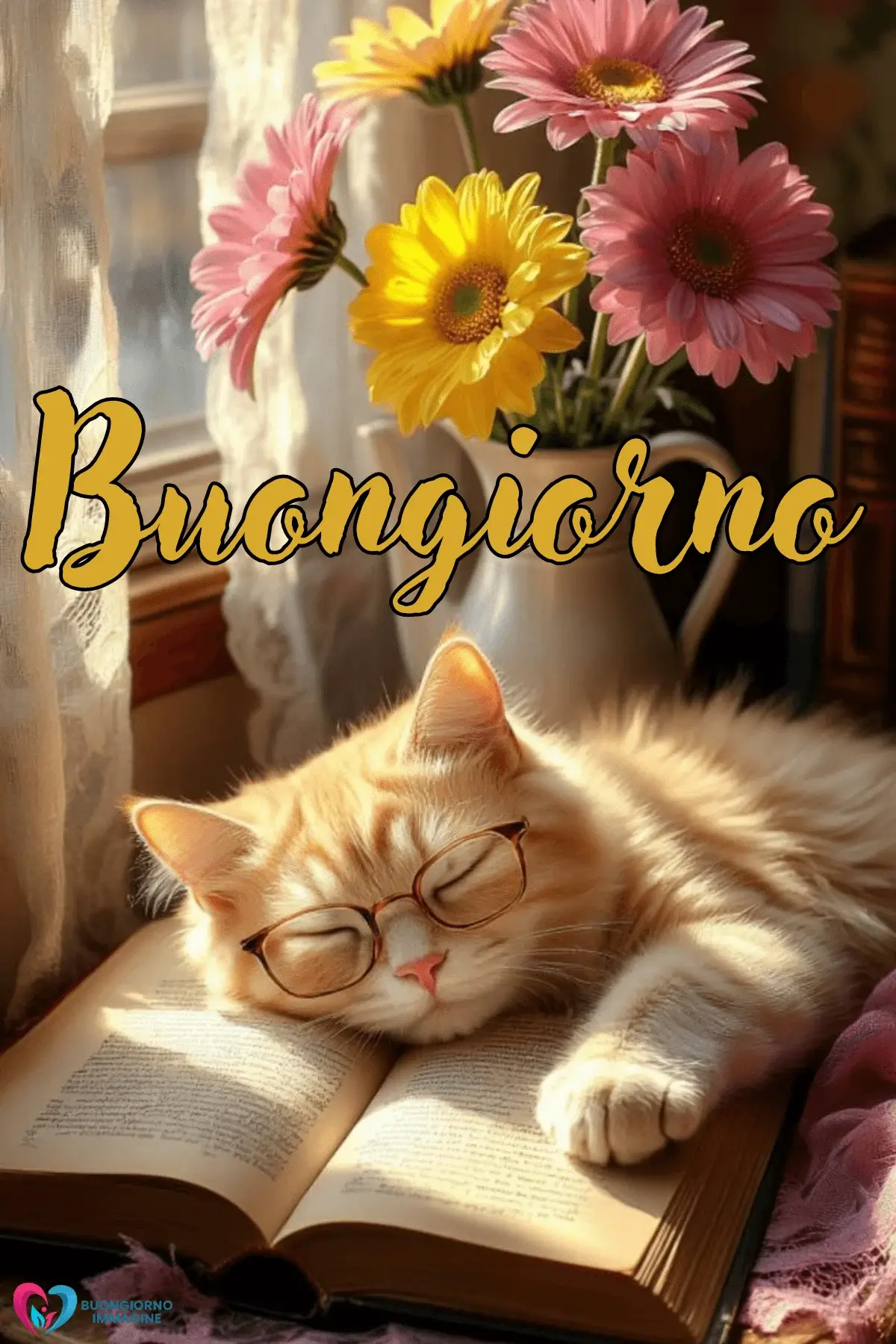 immagini buongiorno gatti stile cartoon