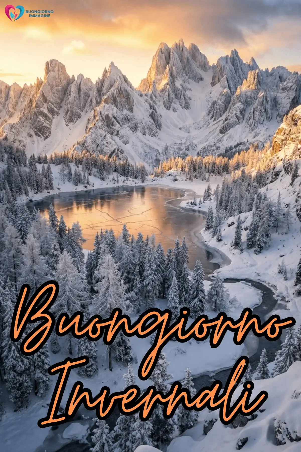 immagini buongiorno invernali con fiocchi di neve e luce mattino