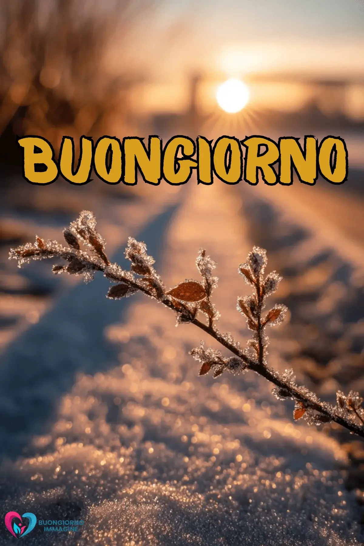 immagini buongiorno inverno con neve e alberi