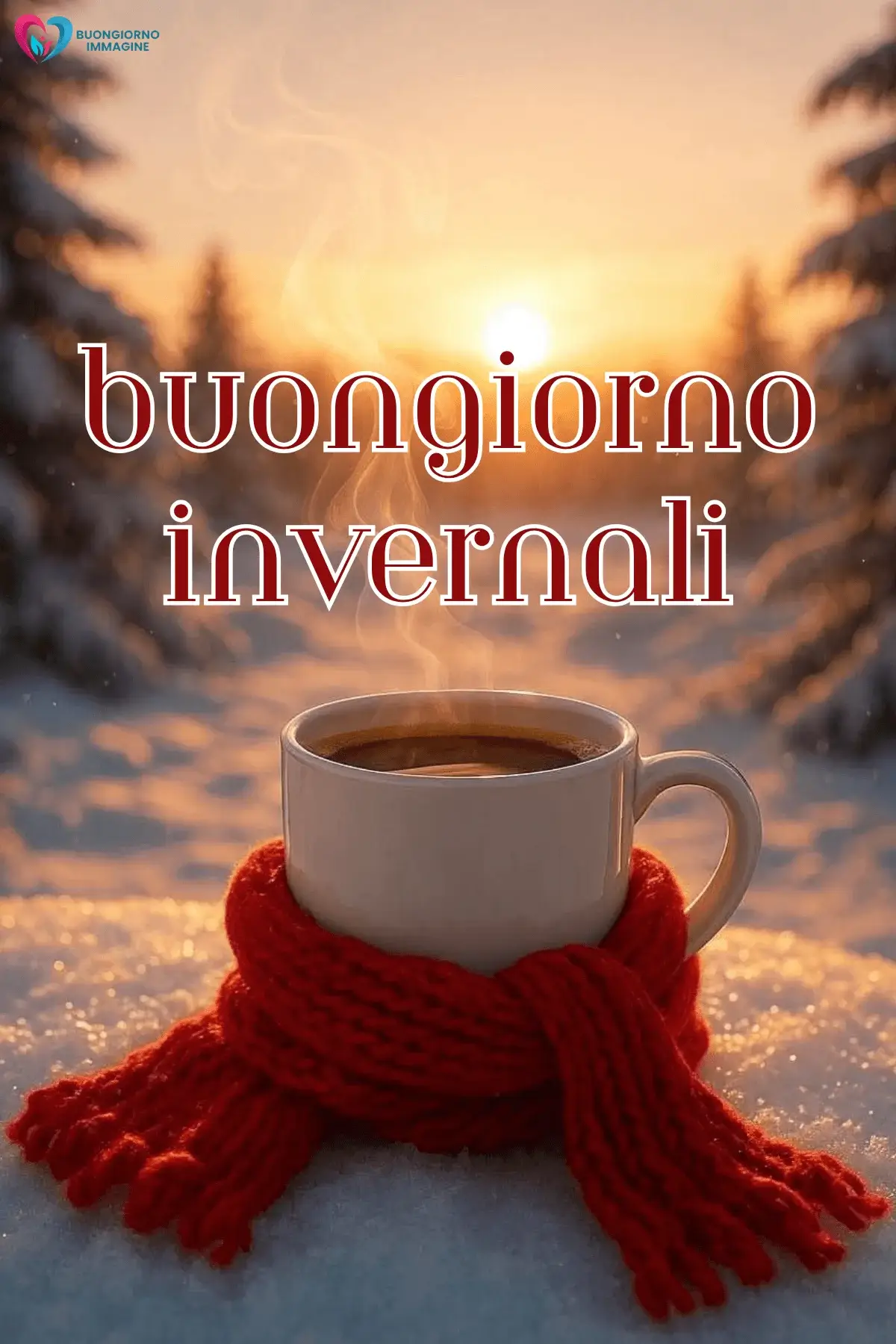 immagini buongiorno inverno con neve leggera e calma