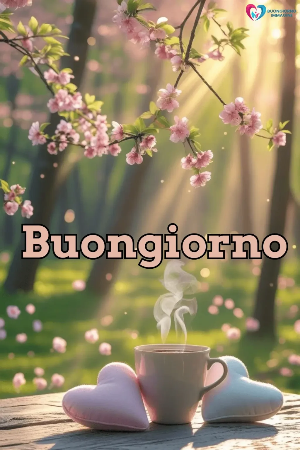 immagini buongiorno bellissime originali con giardino fiorito e farfalle