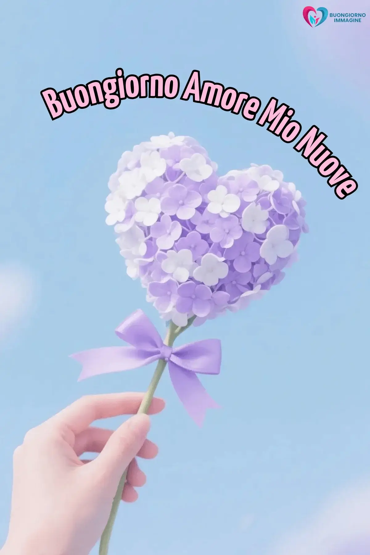 Immagini buongiorno con cuore di ortensie