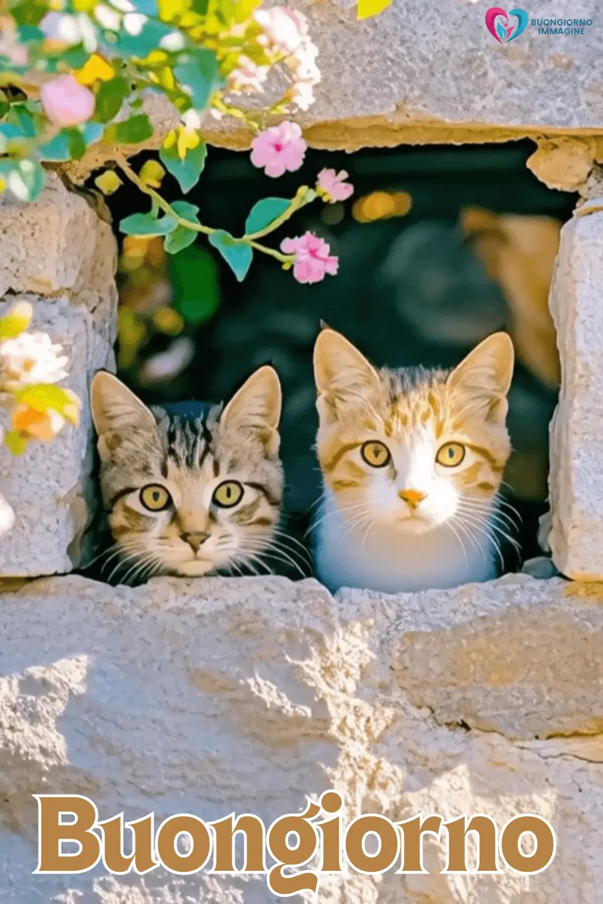 Buongiorno due gattini tra i fiori