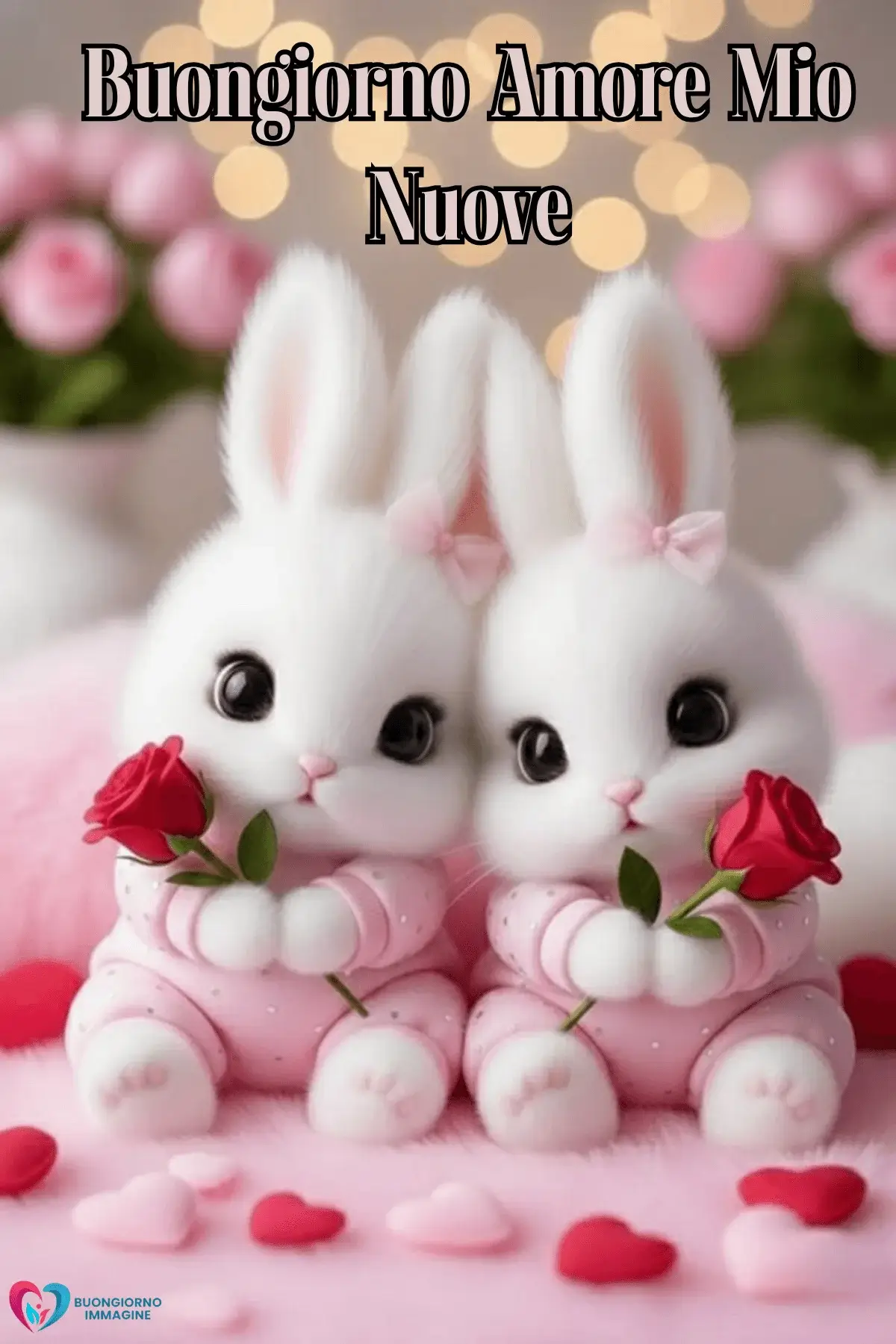 Buongiorno romantico con conigli e rose