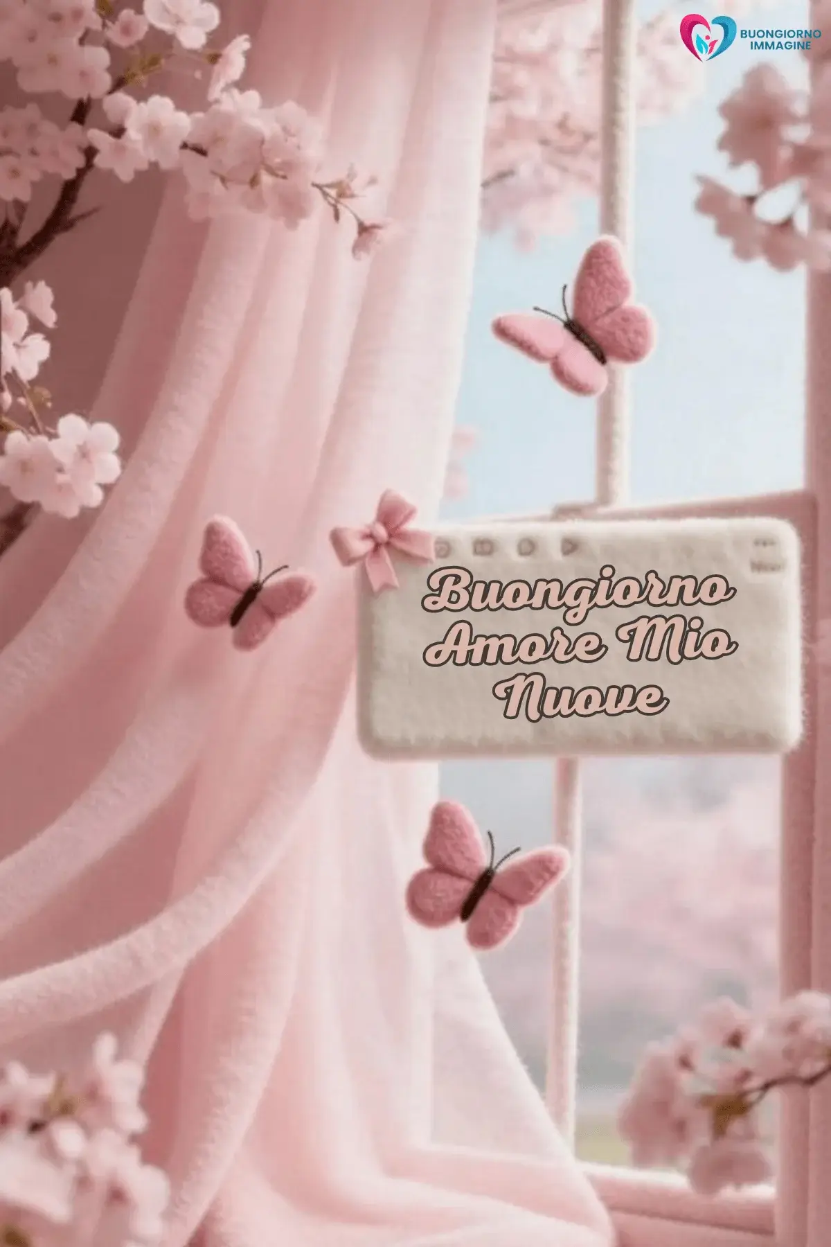 Buongiorno con decorazioni floreali rosa