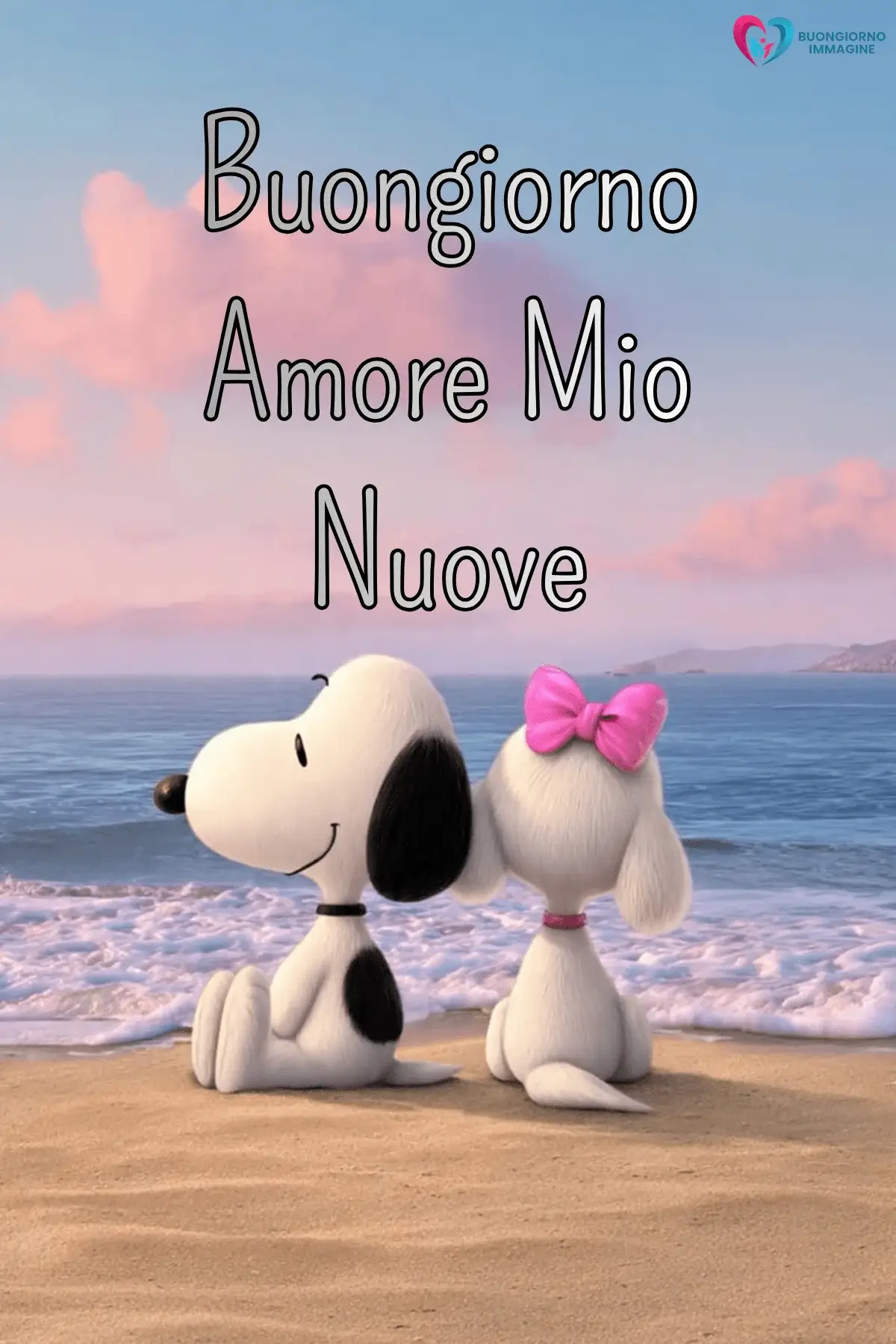 Buongiorno al mare con Snoopy sulla spiaggia