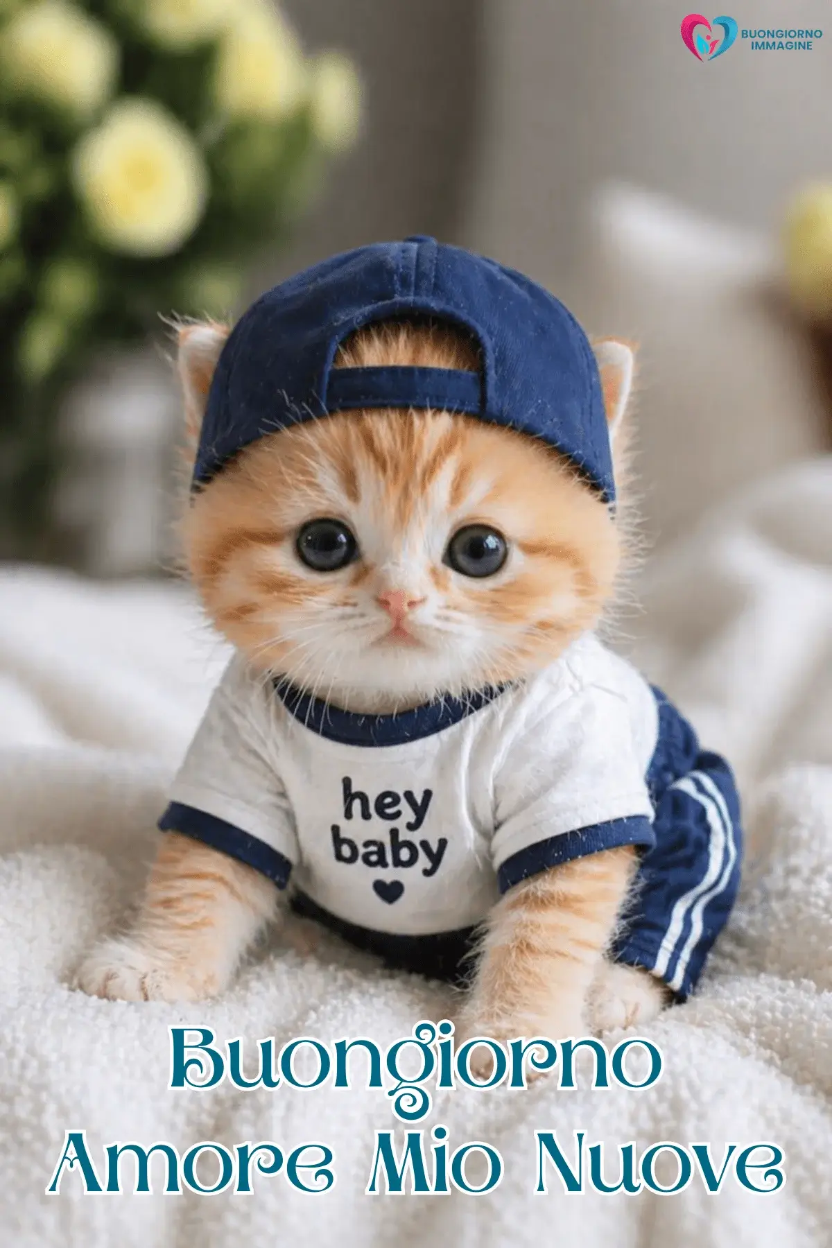 Buongiorno con cucciolo vestito da marinaio