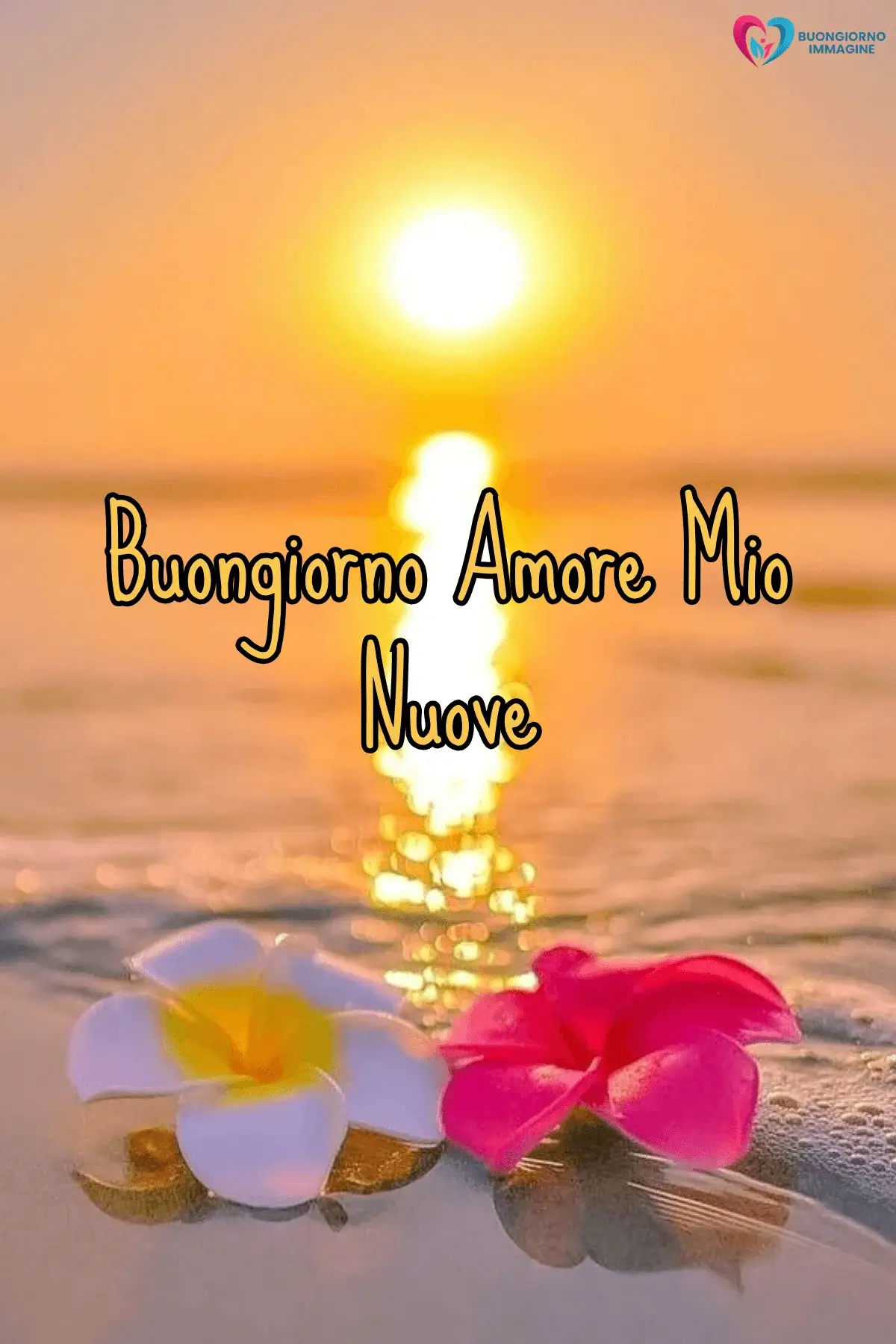Buongiorno romantico con fiori sul mare