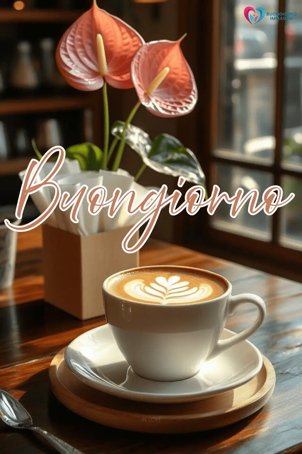 Buongiorno con anthurium e caffè elegante