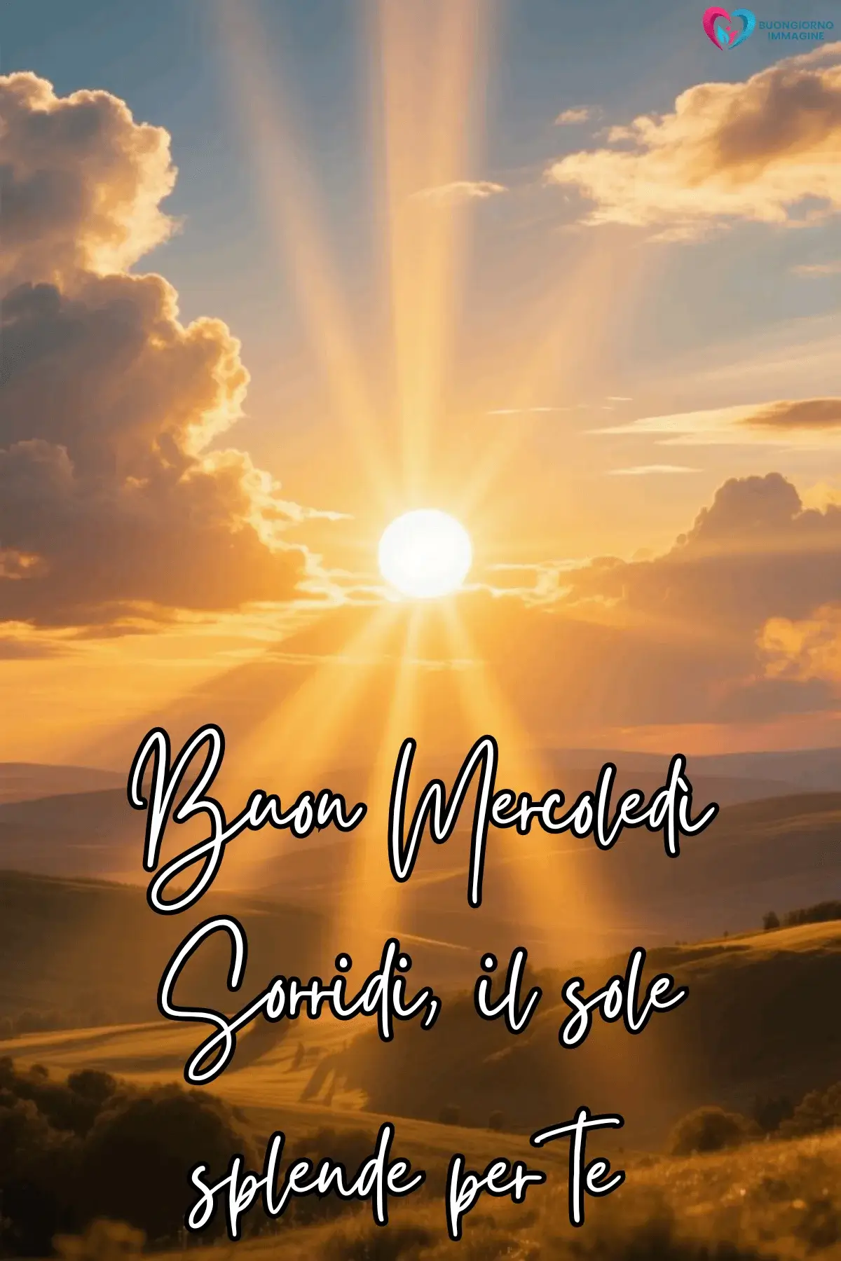 buongiorno mercoledì simpatico divertente con paesaggio luminoso del mattino