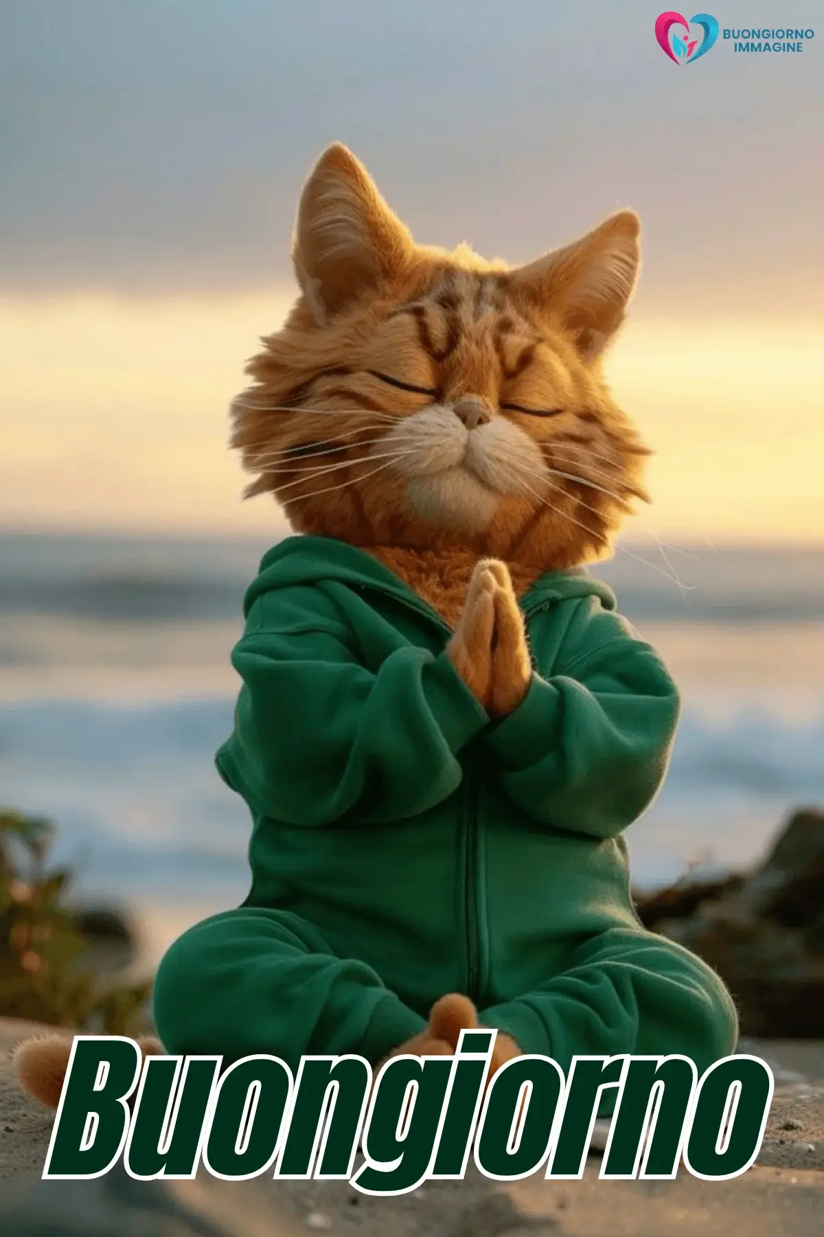 buongiorno divertente ridere irresistibile con gatto assonnato e cuscini