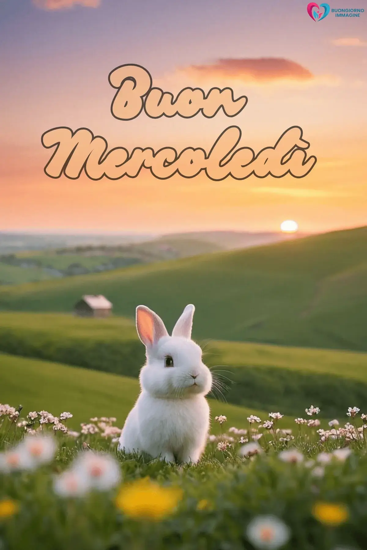 buon mercoledì buongiorno allegro con fiori colorati e sole