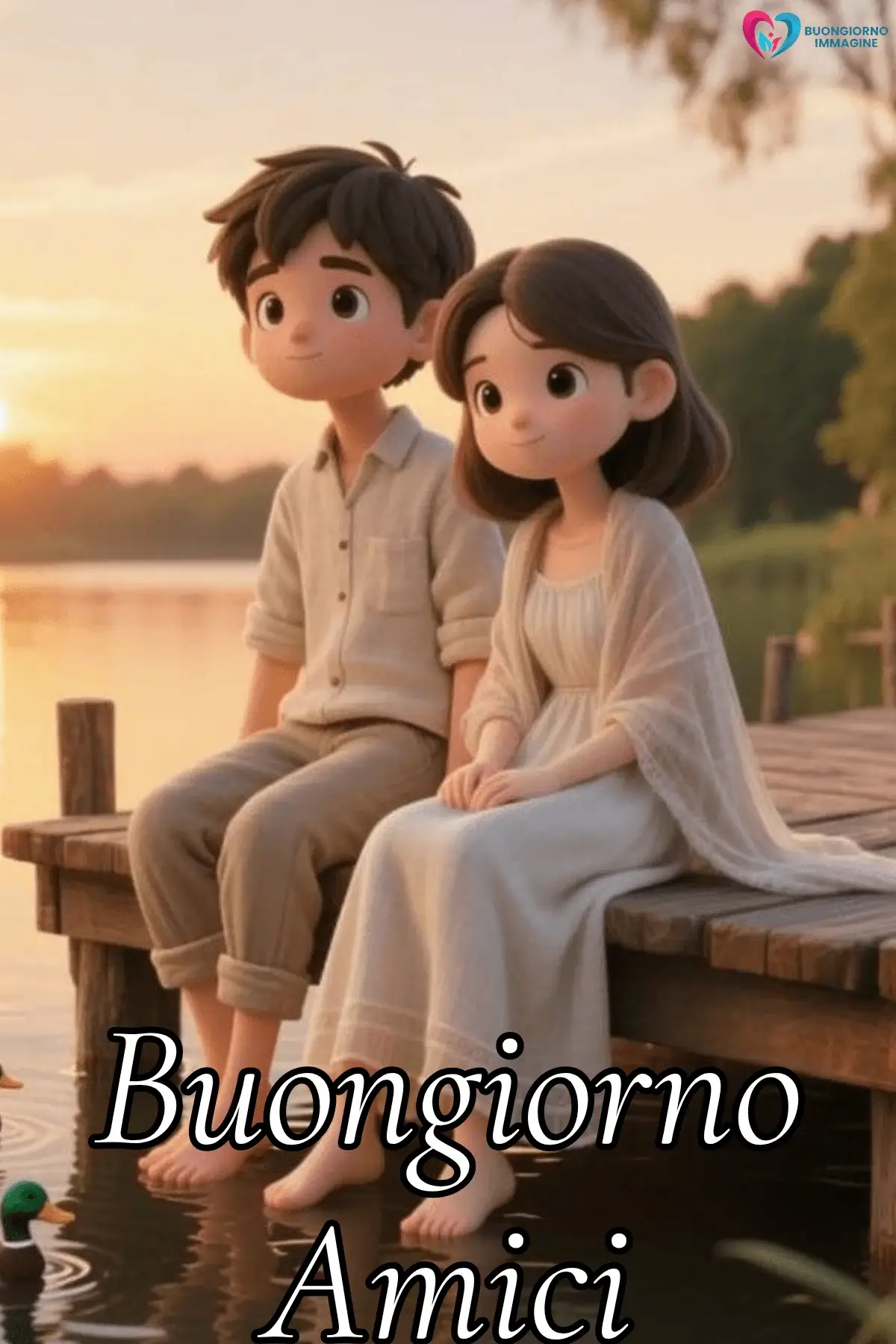 buongiorno amici affettuosi con sorriso mattutino