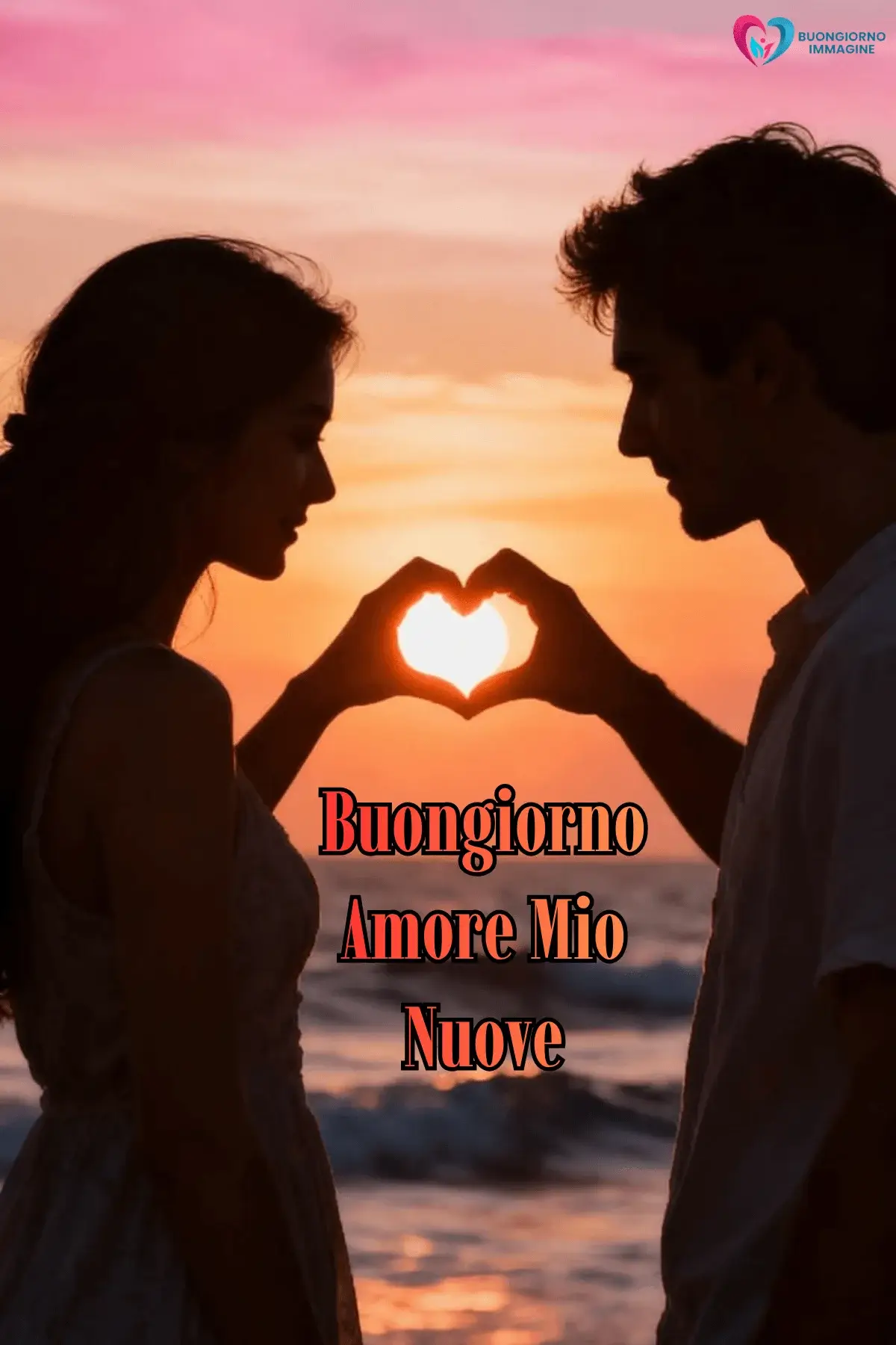 Buongiorno romantico coppia al tramonto