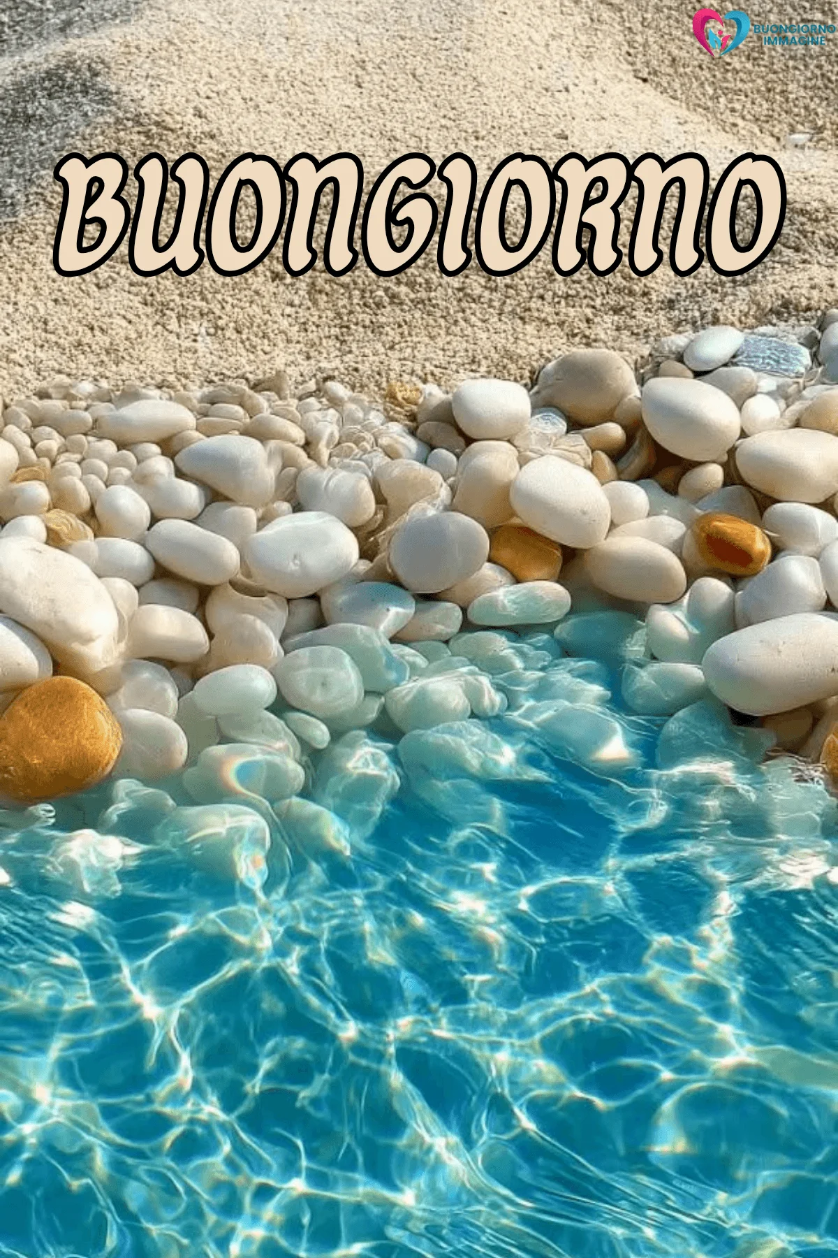 pietra bianca buongiorno gratis whatsapp con fiori colorati e sole