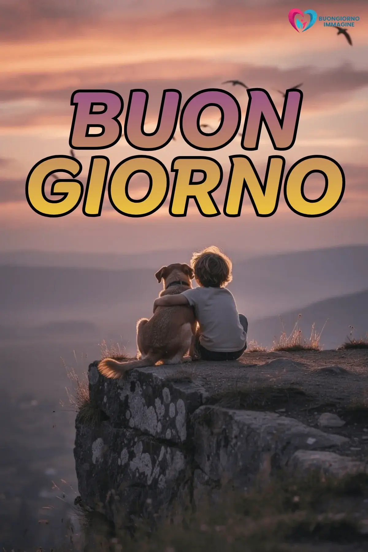 buongiorno bambini divertente colorato con paesaggio luminoso del mattino