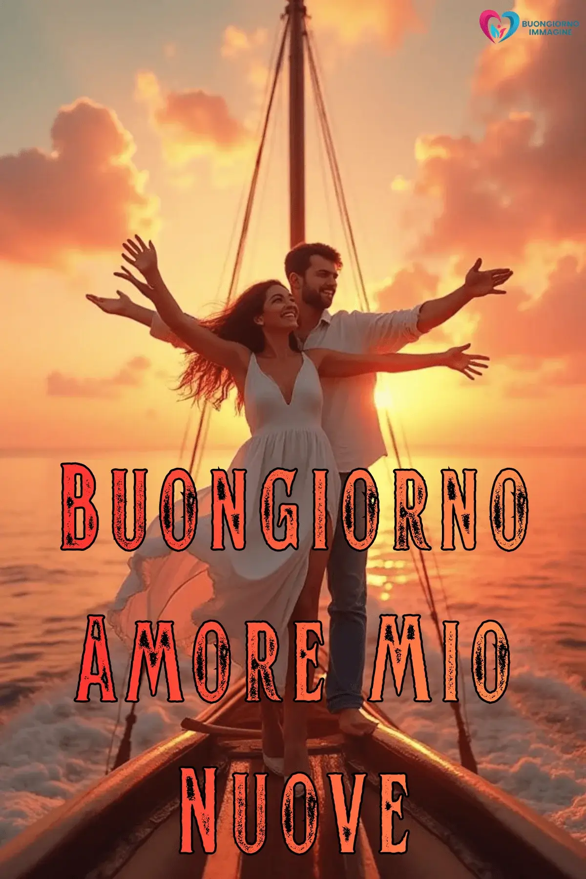 Immagini buongiorno coppia felice in barca