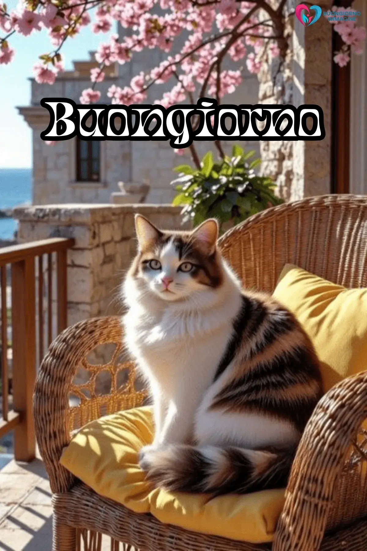 Buongiorno primaverile con gatto e ciliegi