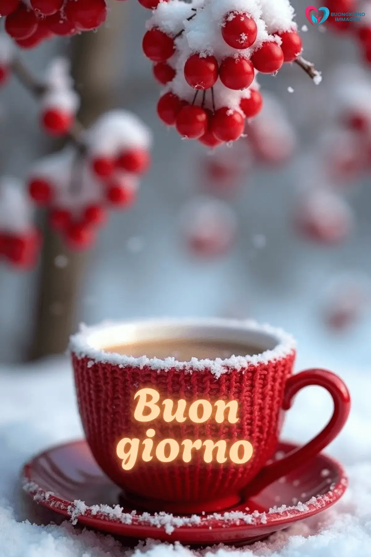 buongiorno invernale caldo con sorriso mattutino