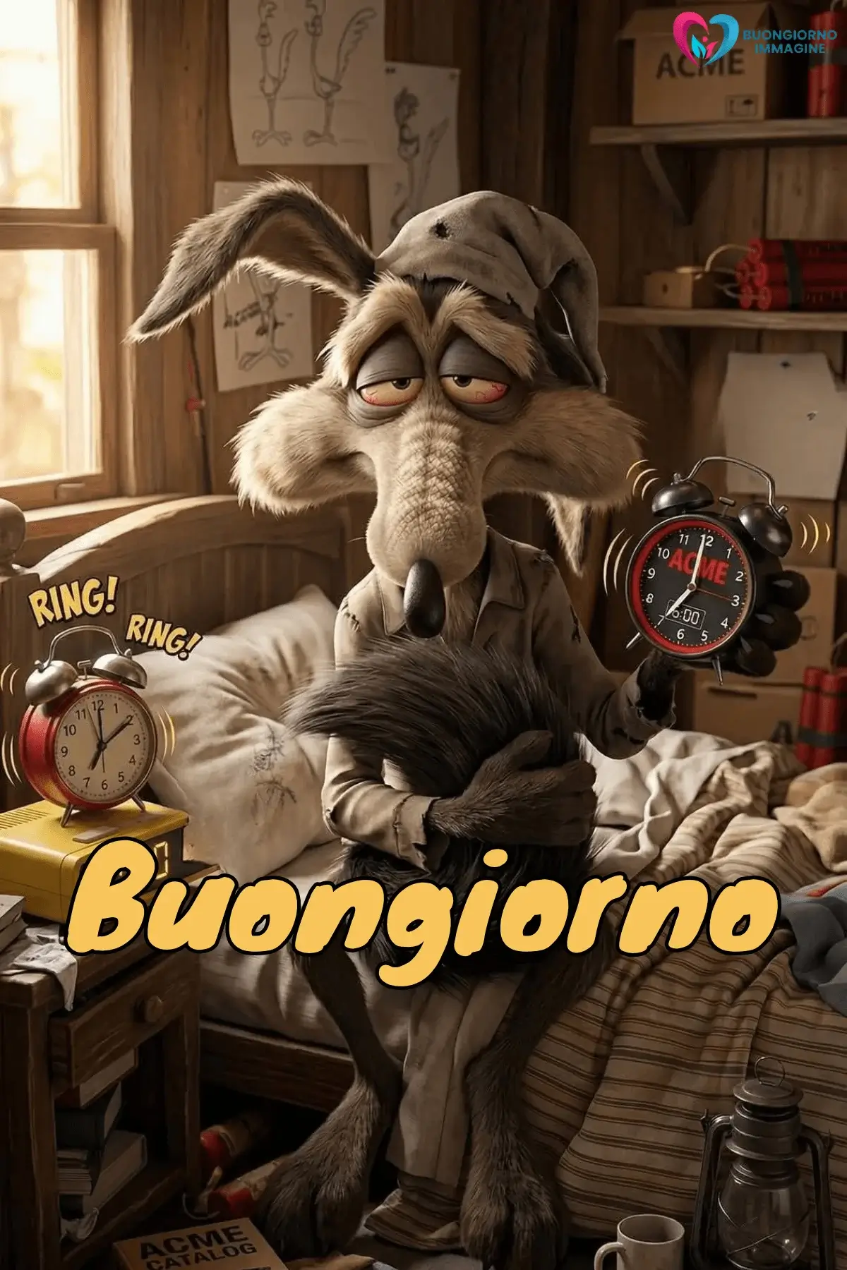 buongiorno divertente ridere irresistibile con tazza cappuccino e croissant