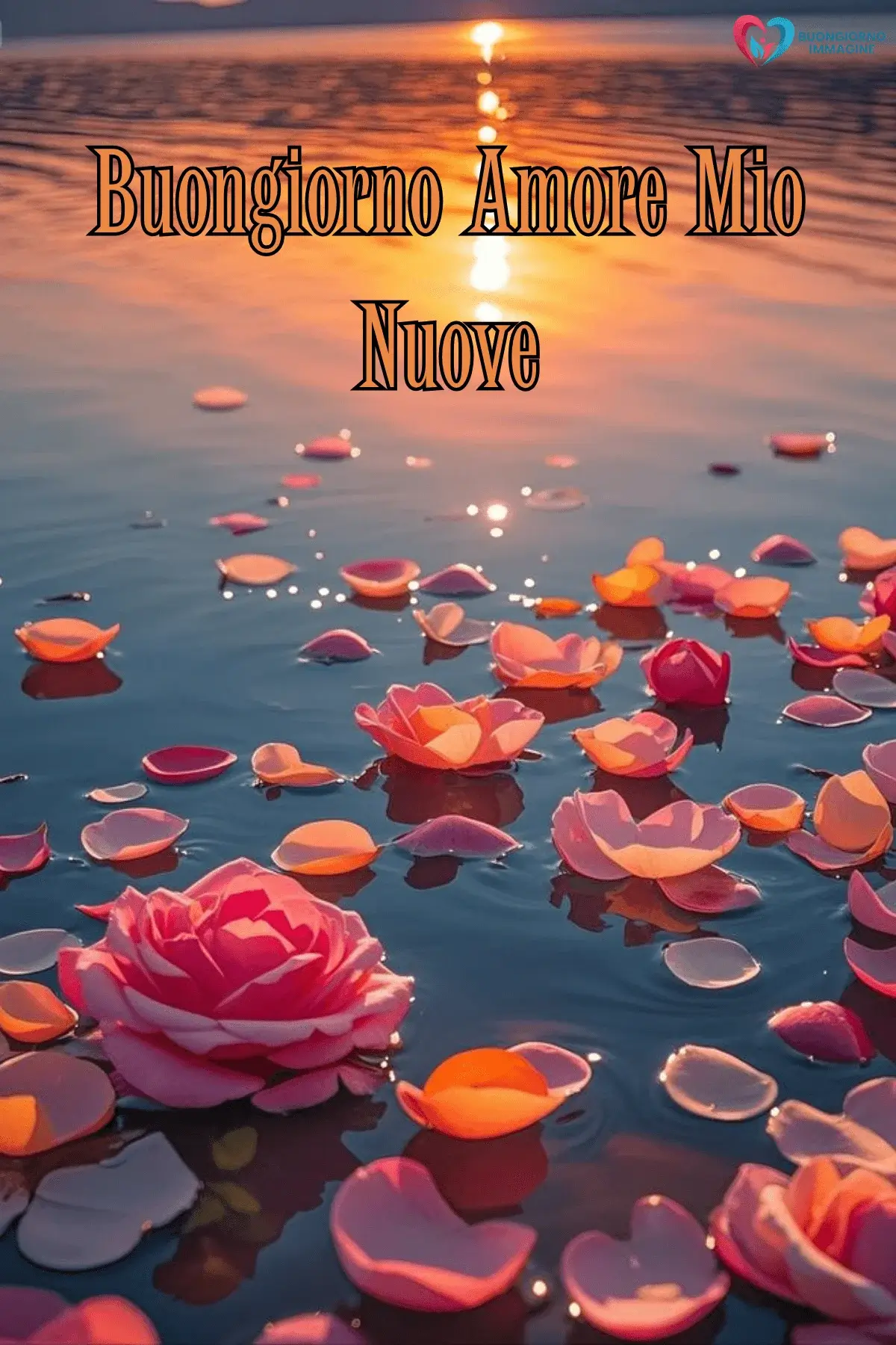 Buongiorno romantico petali acqua tramonto
