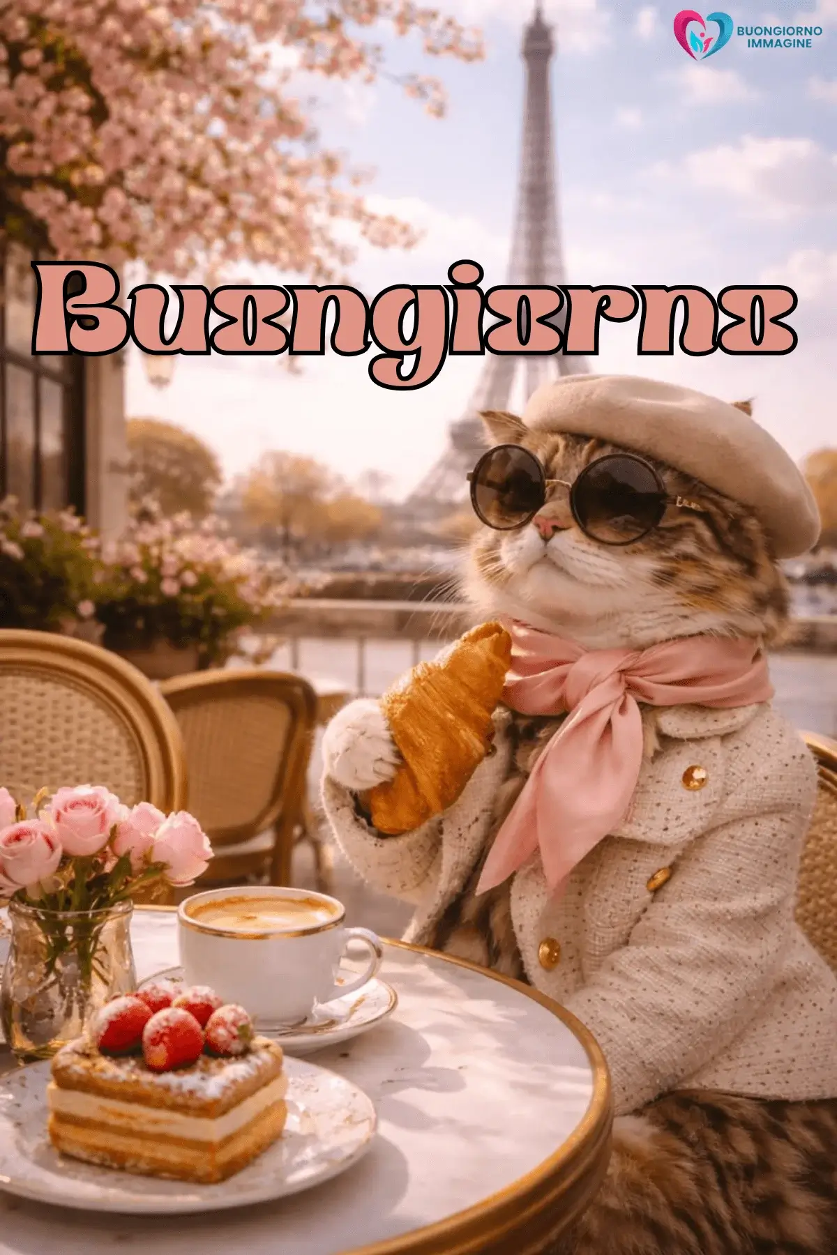 Buongiorno Parigi gatto con cappello