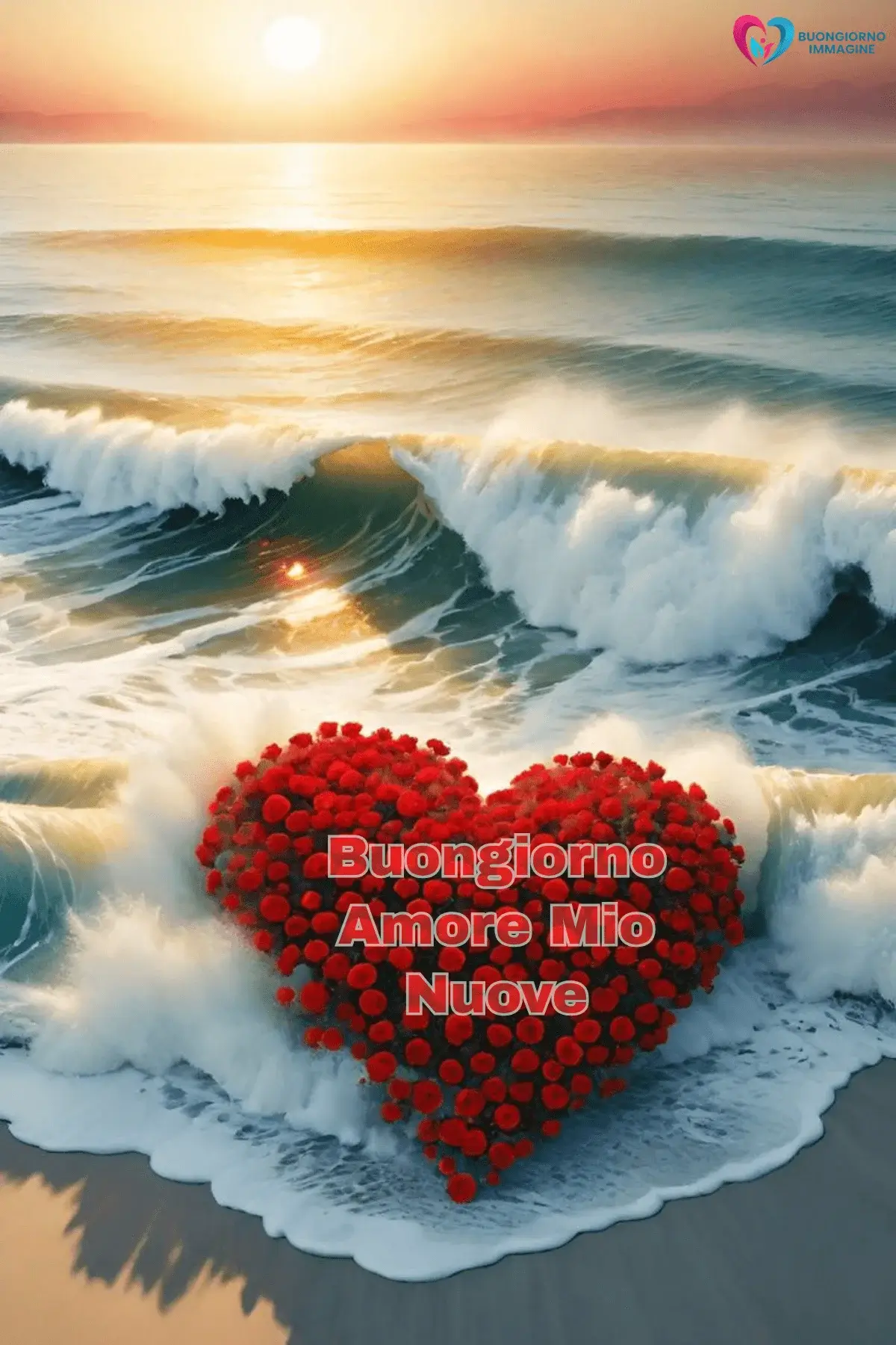 Immagini buongiorno cuore petali riva oceano