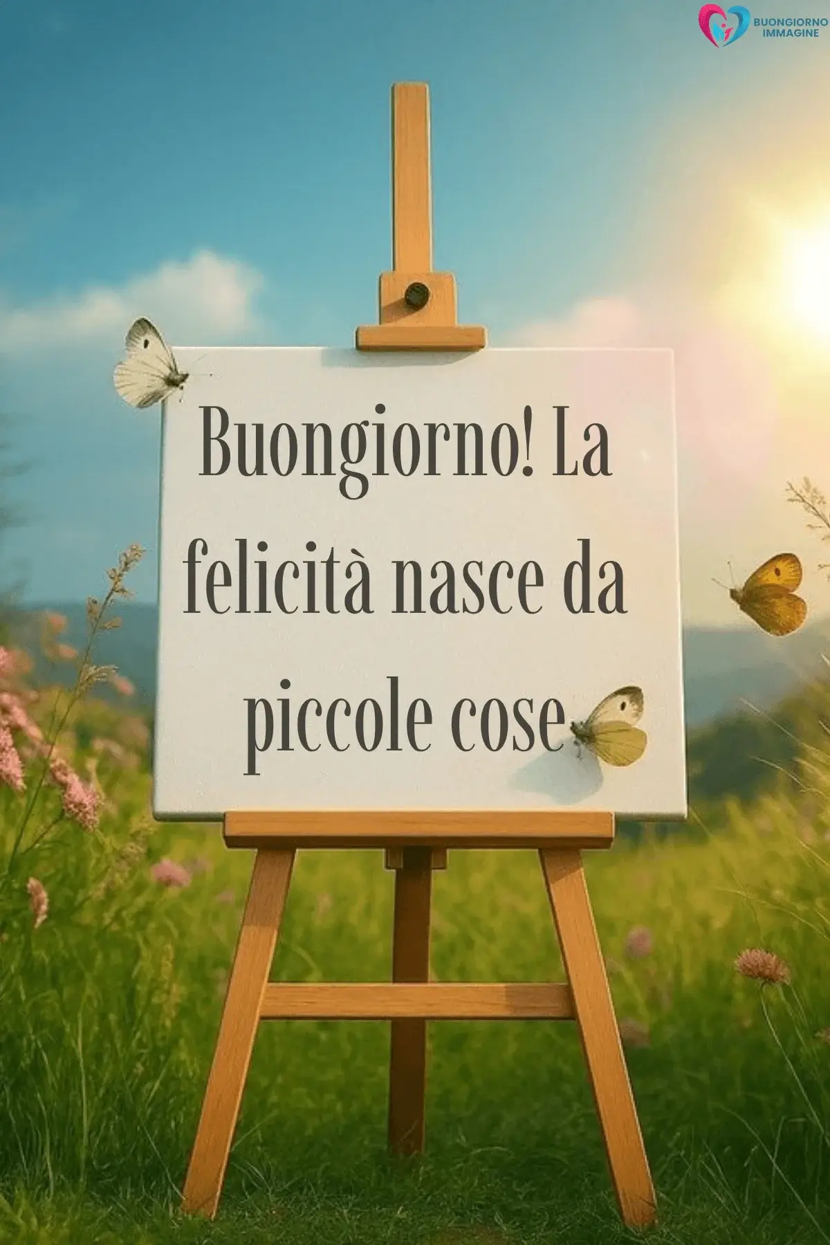 buongiorno frasi whatsapp gratis con fiori colorati e sole