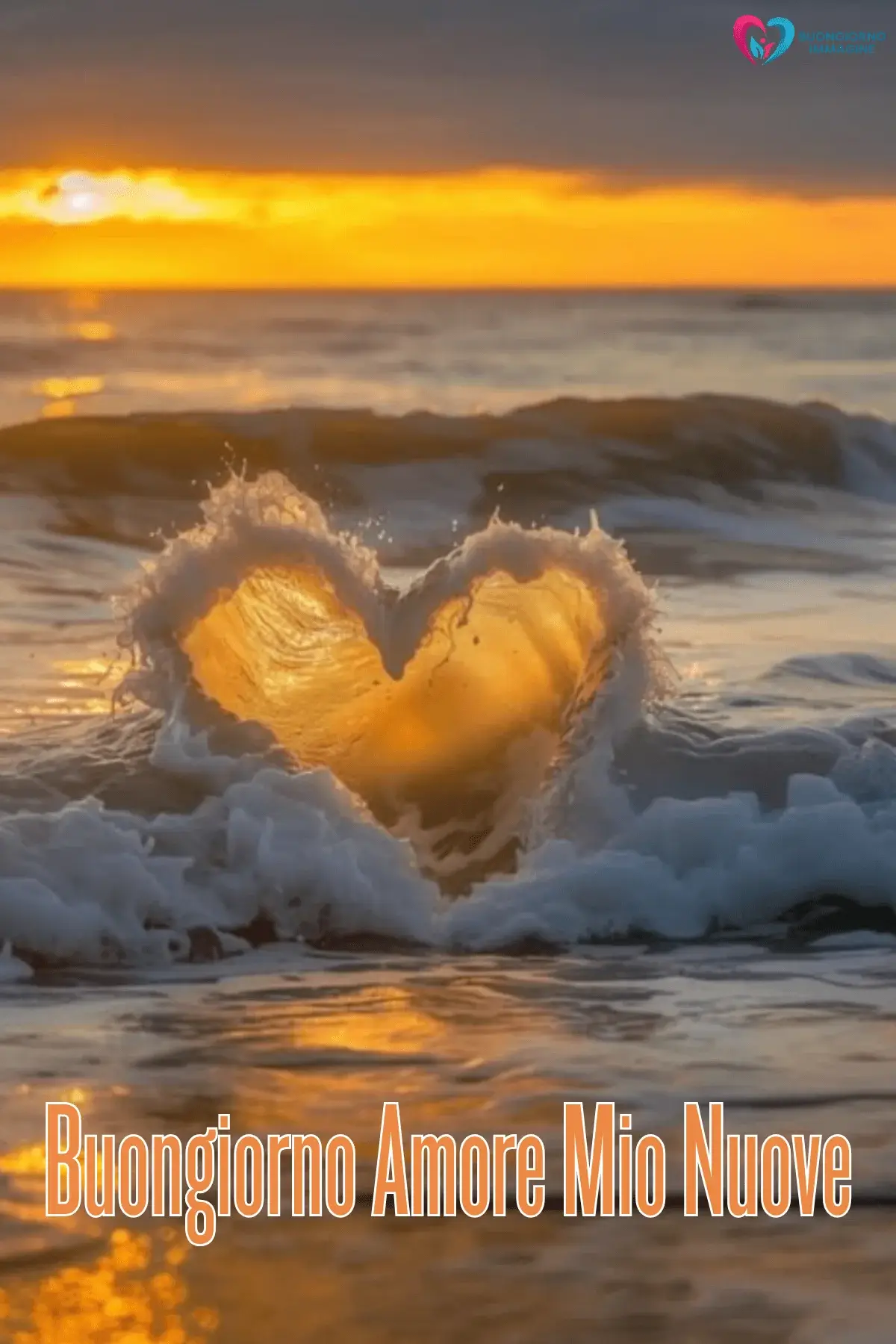 Buongiorno con cuore d'acqua marina dorata