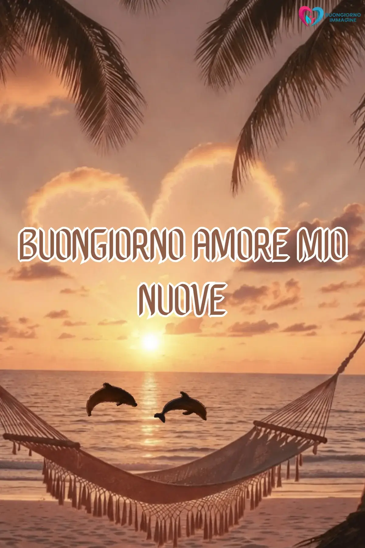 Buongiorno con tramonto tropicale e amaca