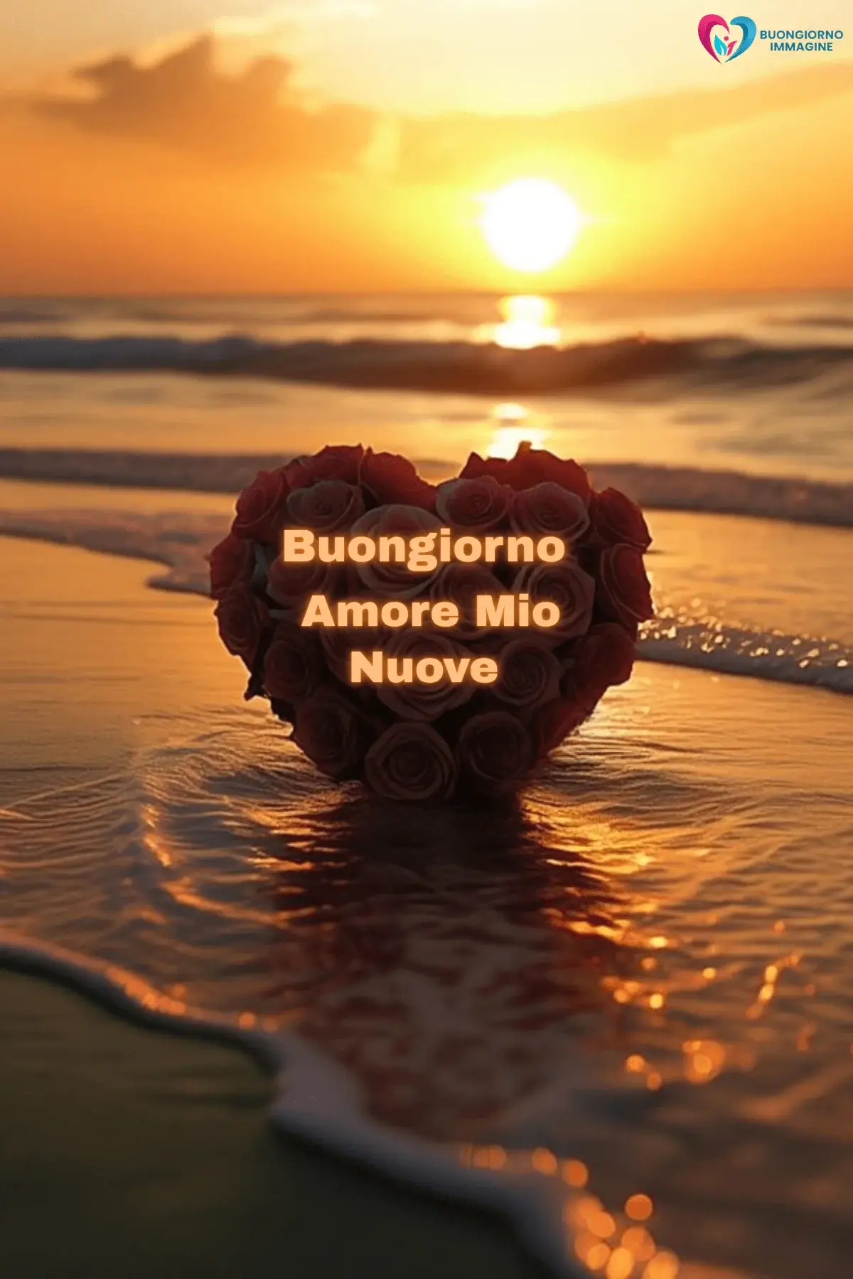 Immagini buongiorno con cuore sulla spiaggia