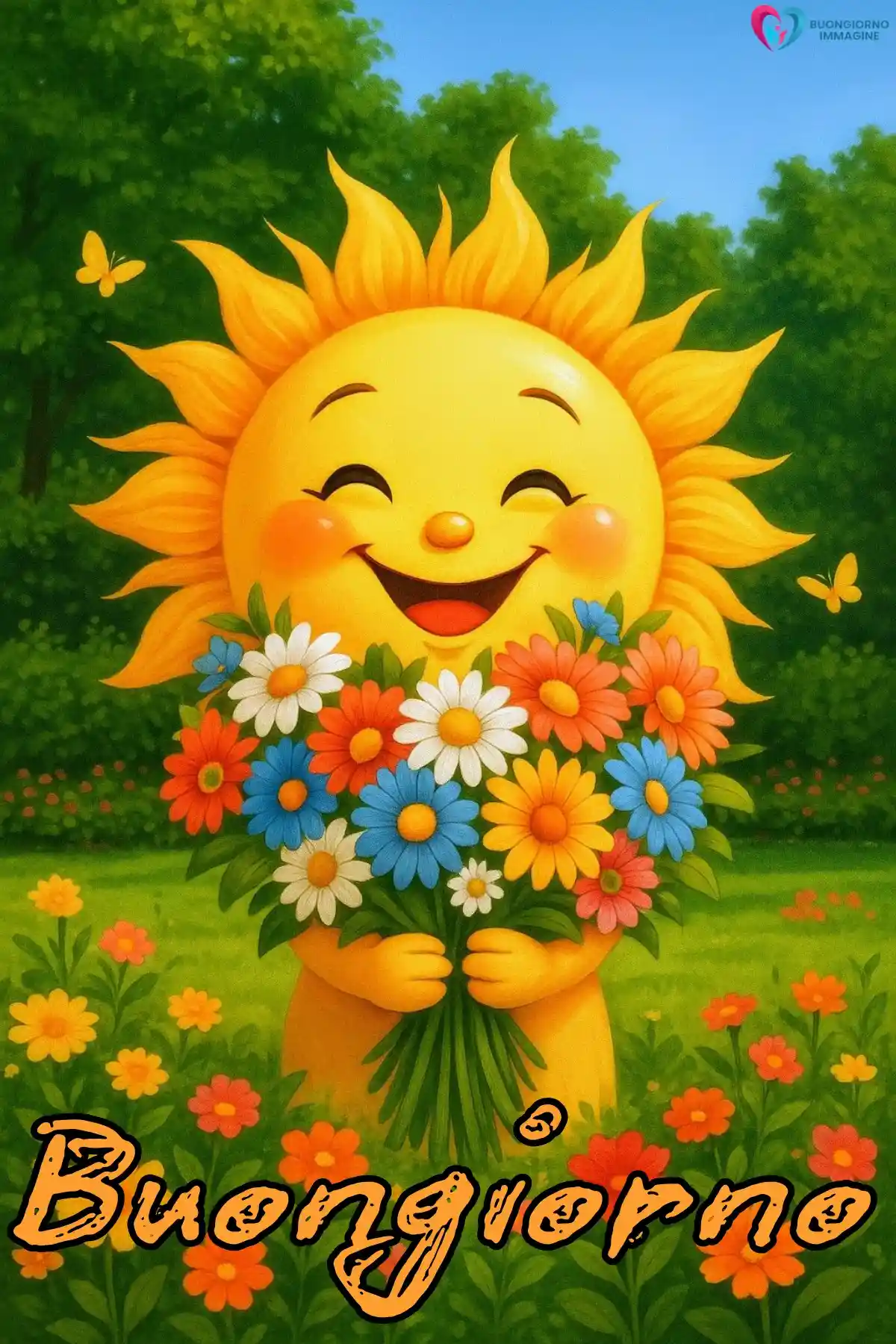 immagini buongiorno nuovissime con fiori colorati e sole