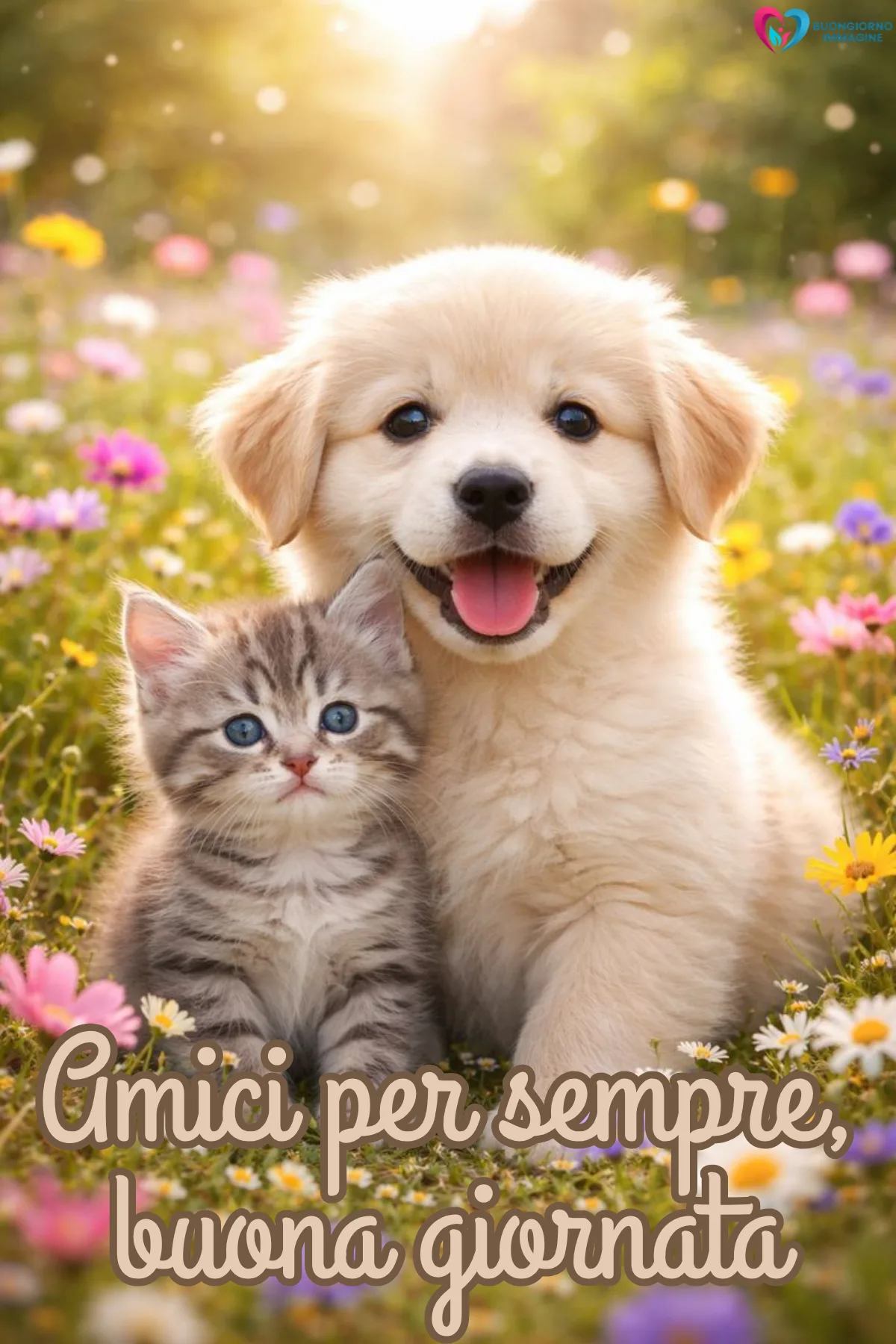 buona giornata gratis whatsapp con giardino fiorito e farfalle