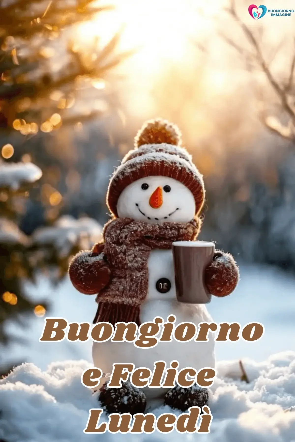 buongiorno buon lunedì con sole nascente e natura