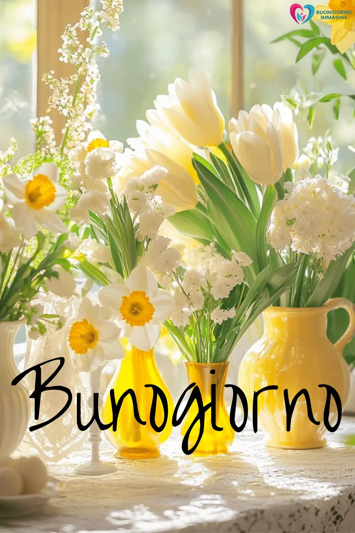 buongiorno con bouquet romantico italiano