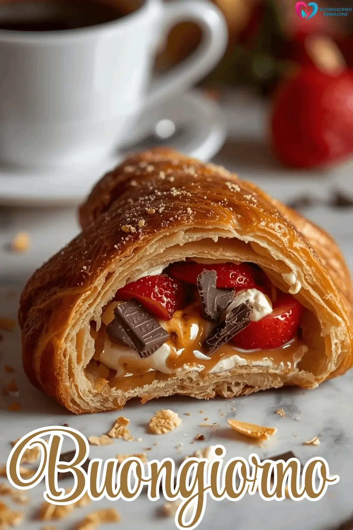 buongiorno con cappuccino e colazione elegante