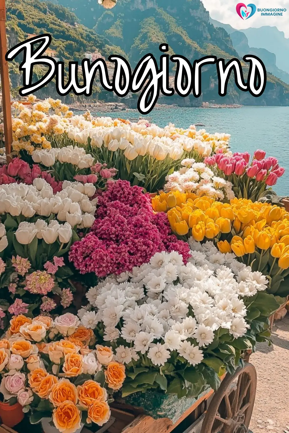 buongiorno con fiori e giornata felice