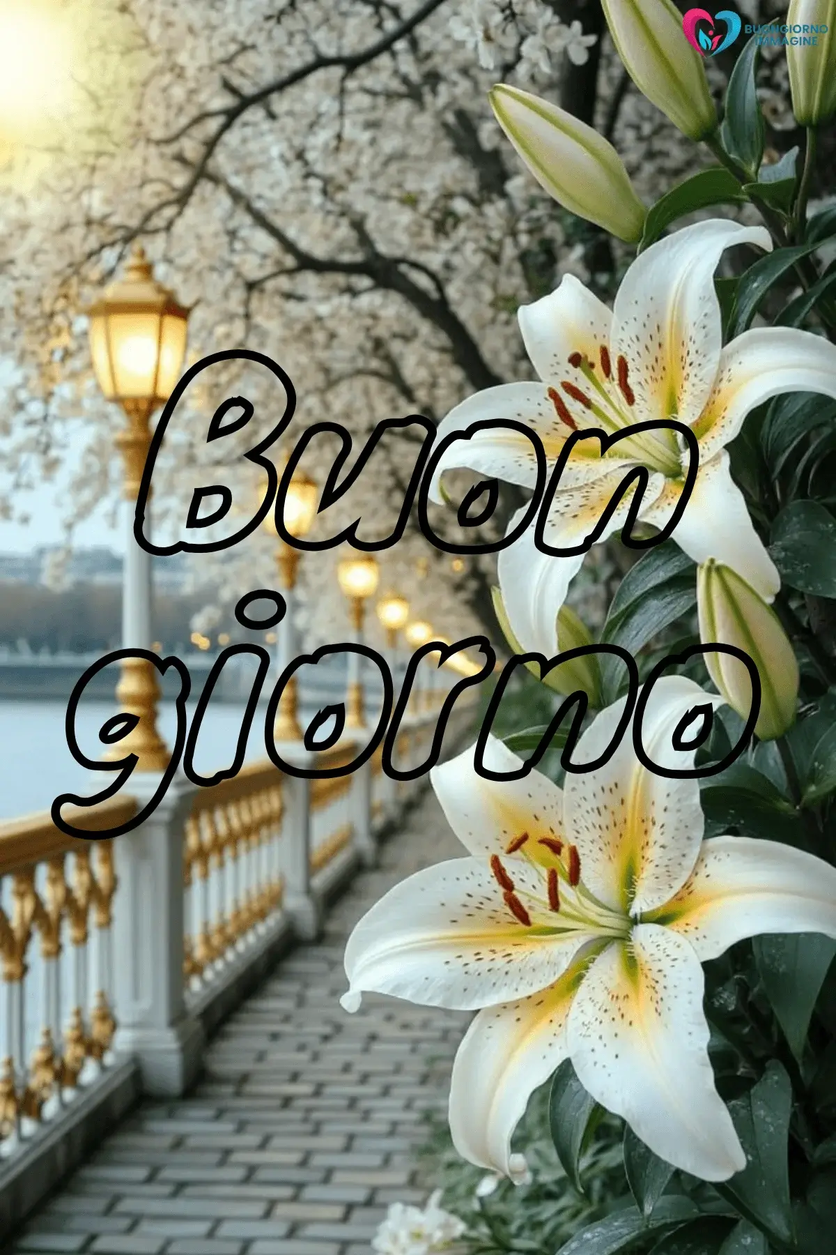 buongiorno con fiori e sorriso positivo