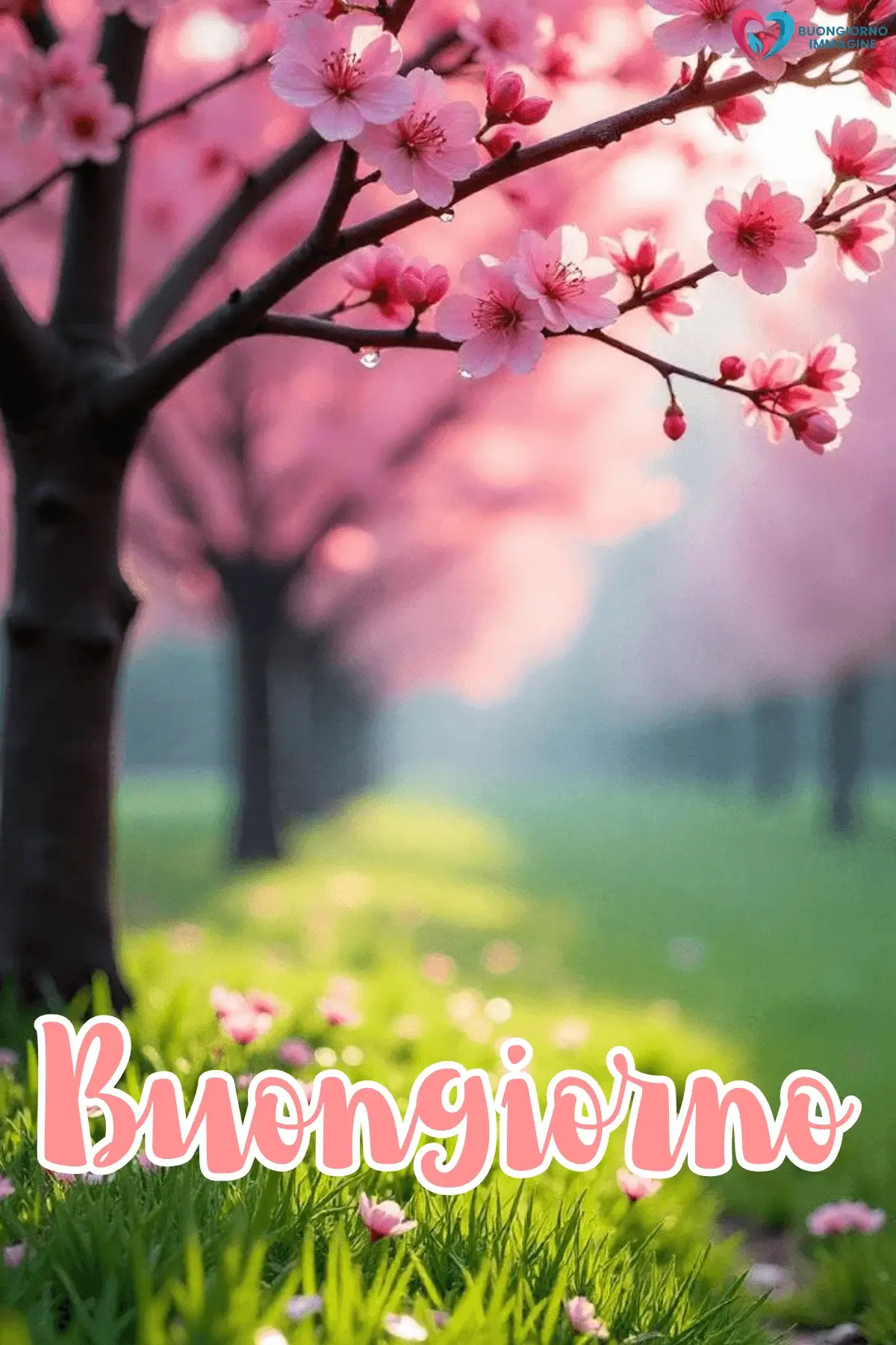 buongiorno con rose rosa e amore