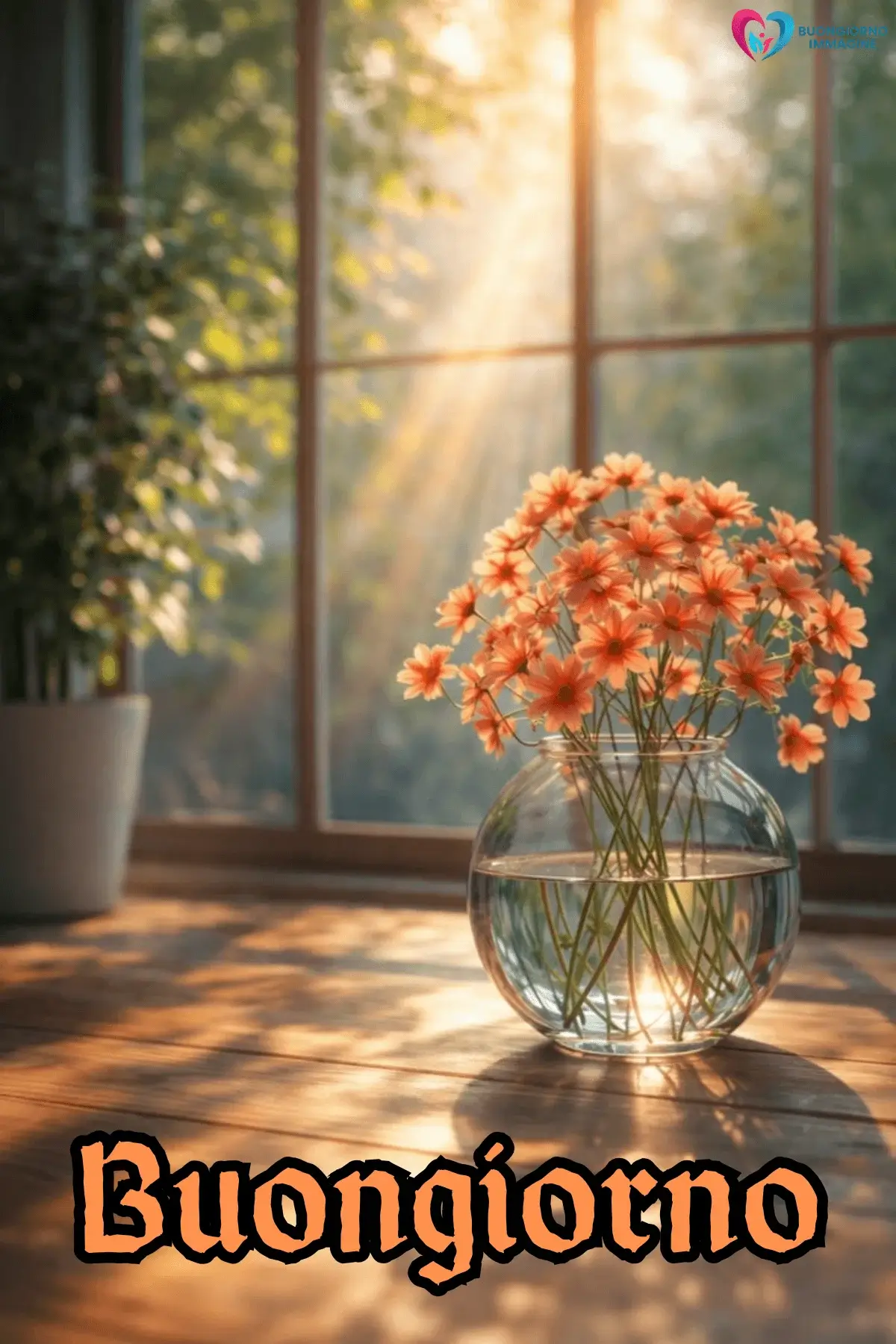 buongiorno con tulipani e sole splendente