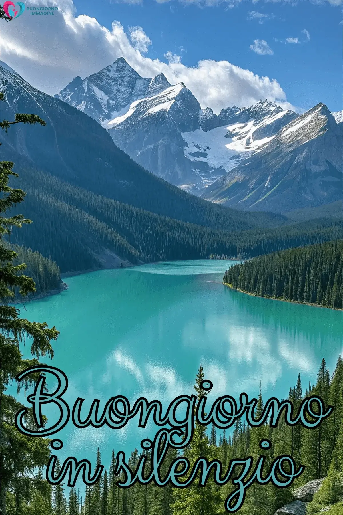 buongiorno dalla Toscana con cipressi e paesaggio verde