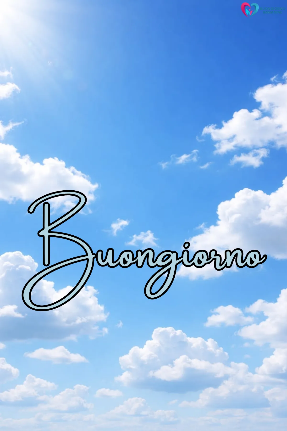 buon giorno immagini nuove con cielo azzurro e nuvole rosa